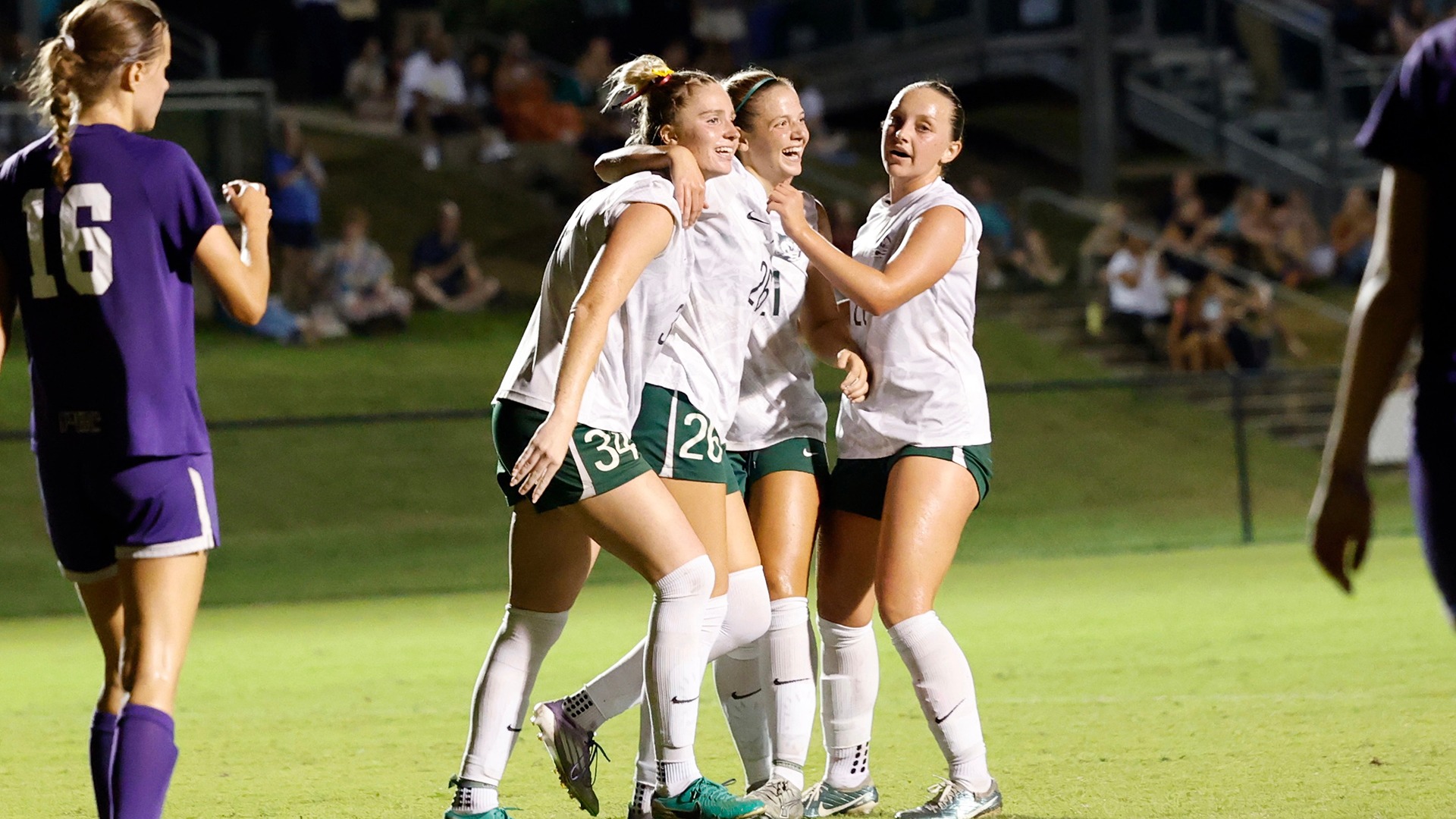 Celebration after K.J. Well's game-winning goal against Middle Georgia State.