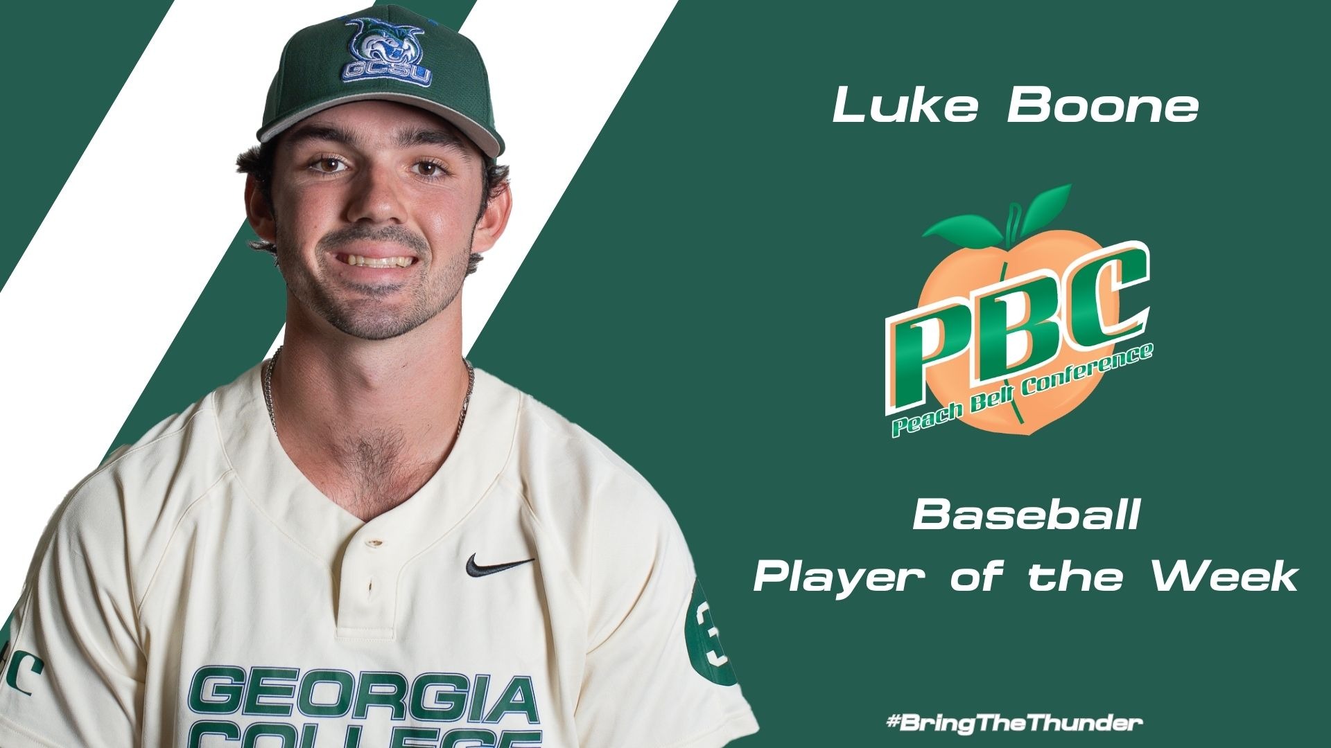 Peach Belt Conference Baseball Player of the Week Luke Boone