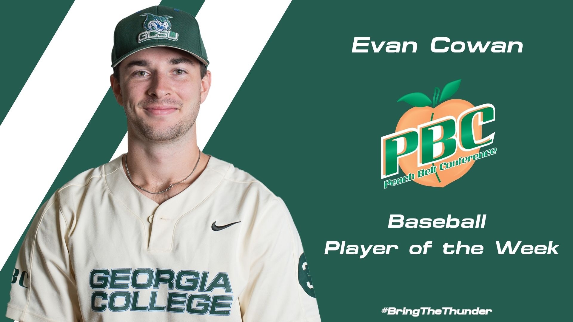 Peach Belt Conference Baseball Player of the Week Evan Cowan