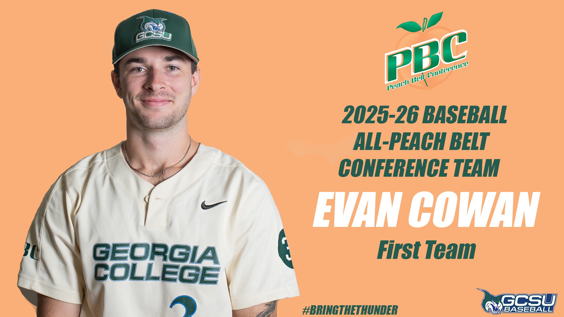 Evan Cowan named to the All-Peach Belt Baseball First Team