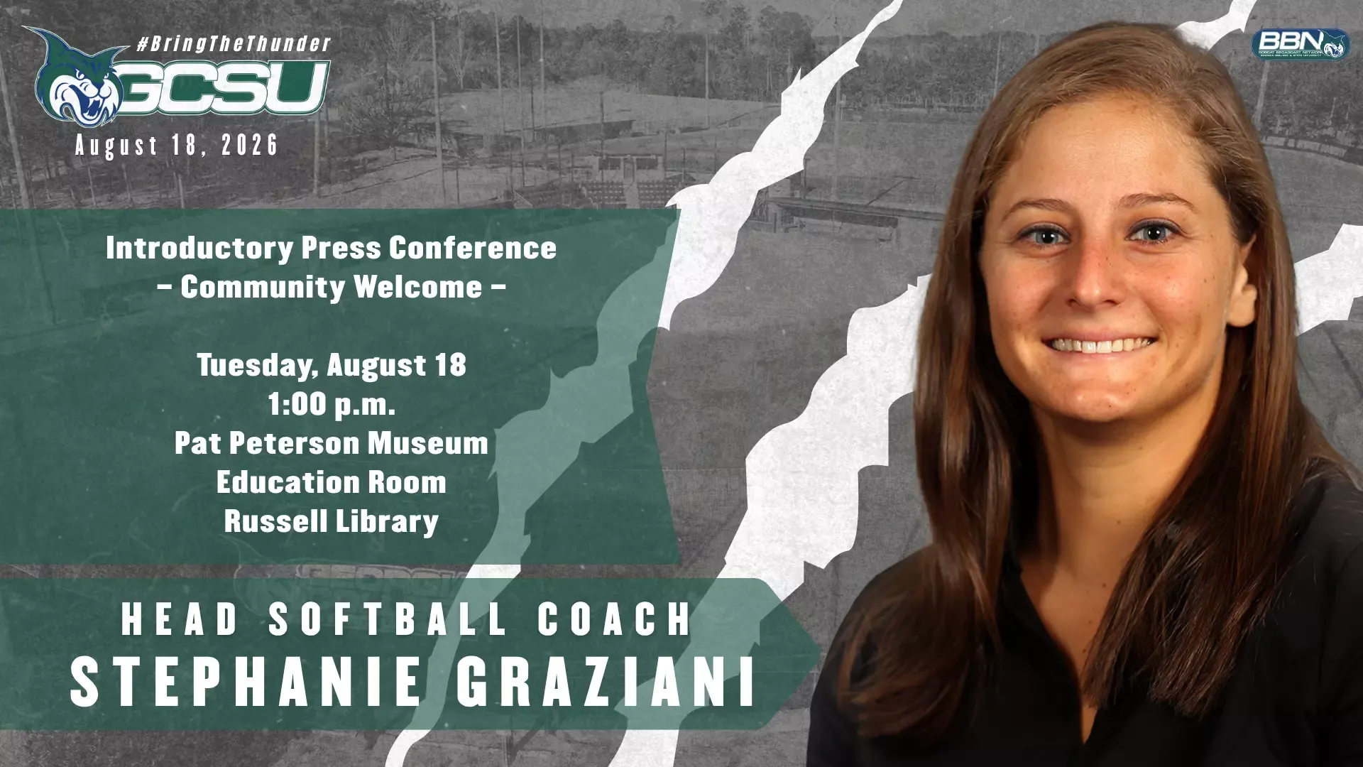 Introductory Press Conference and Community Welcome for GCSU softball coach Stephanie Graziani to be held Aug. 18