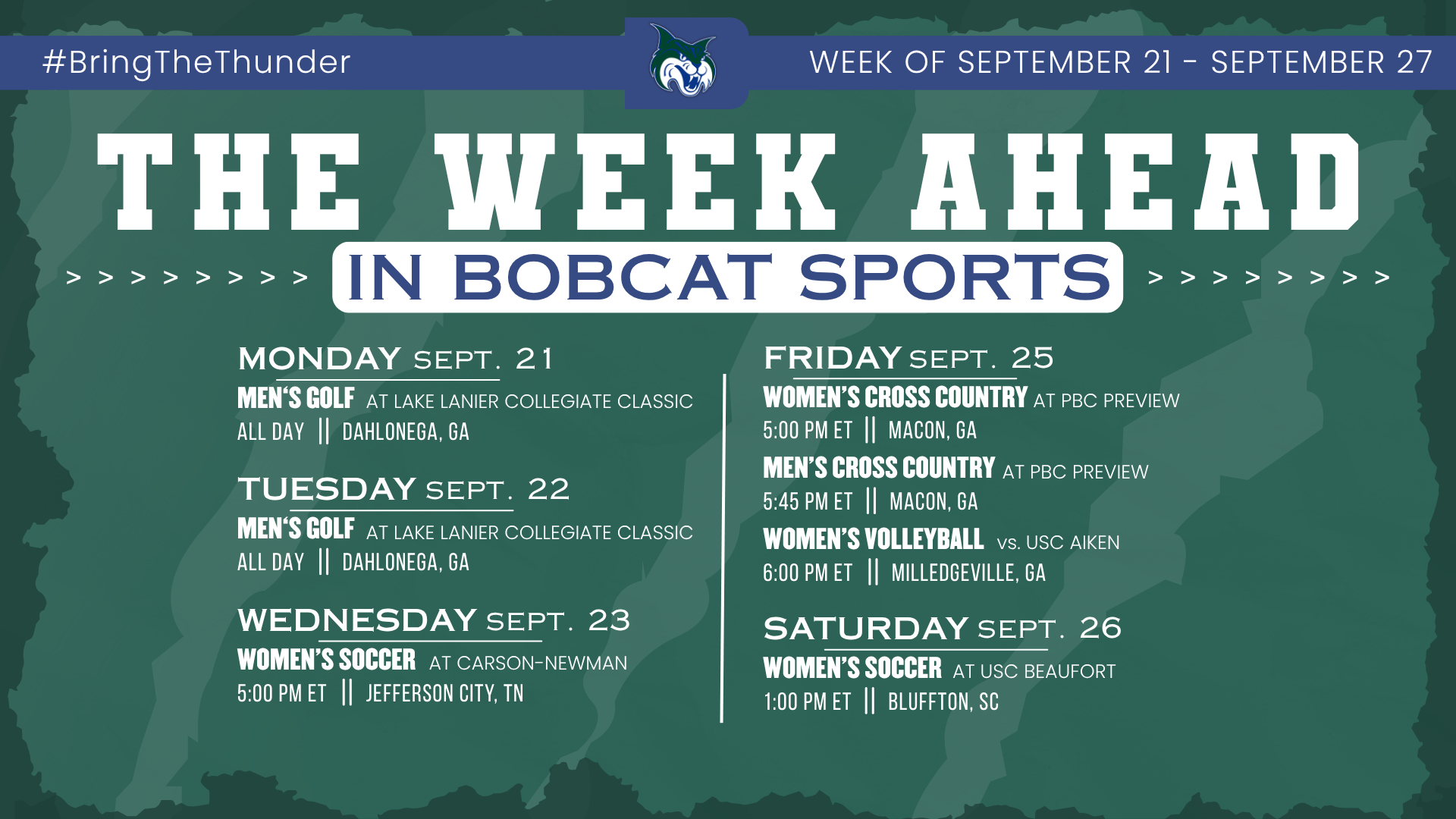 The Week Ahead in Bobcat Sports (Sept. 21-27)