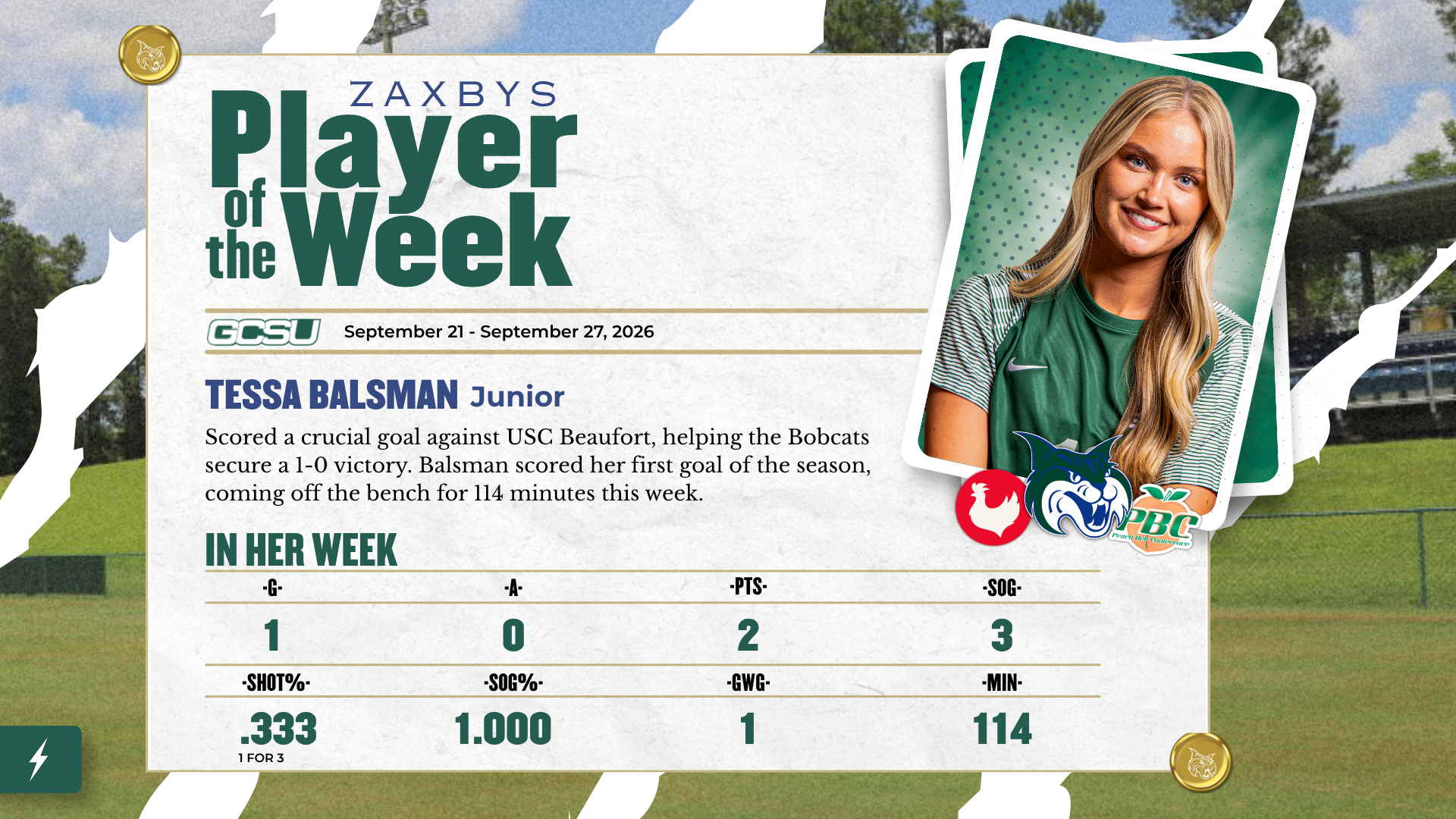 Zaxbys Player of the Week - Tessa Balsman
