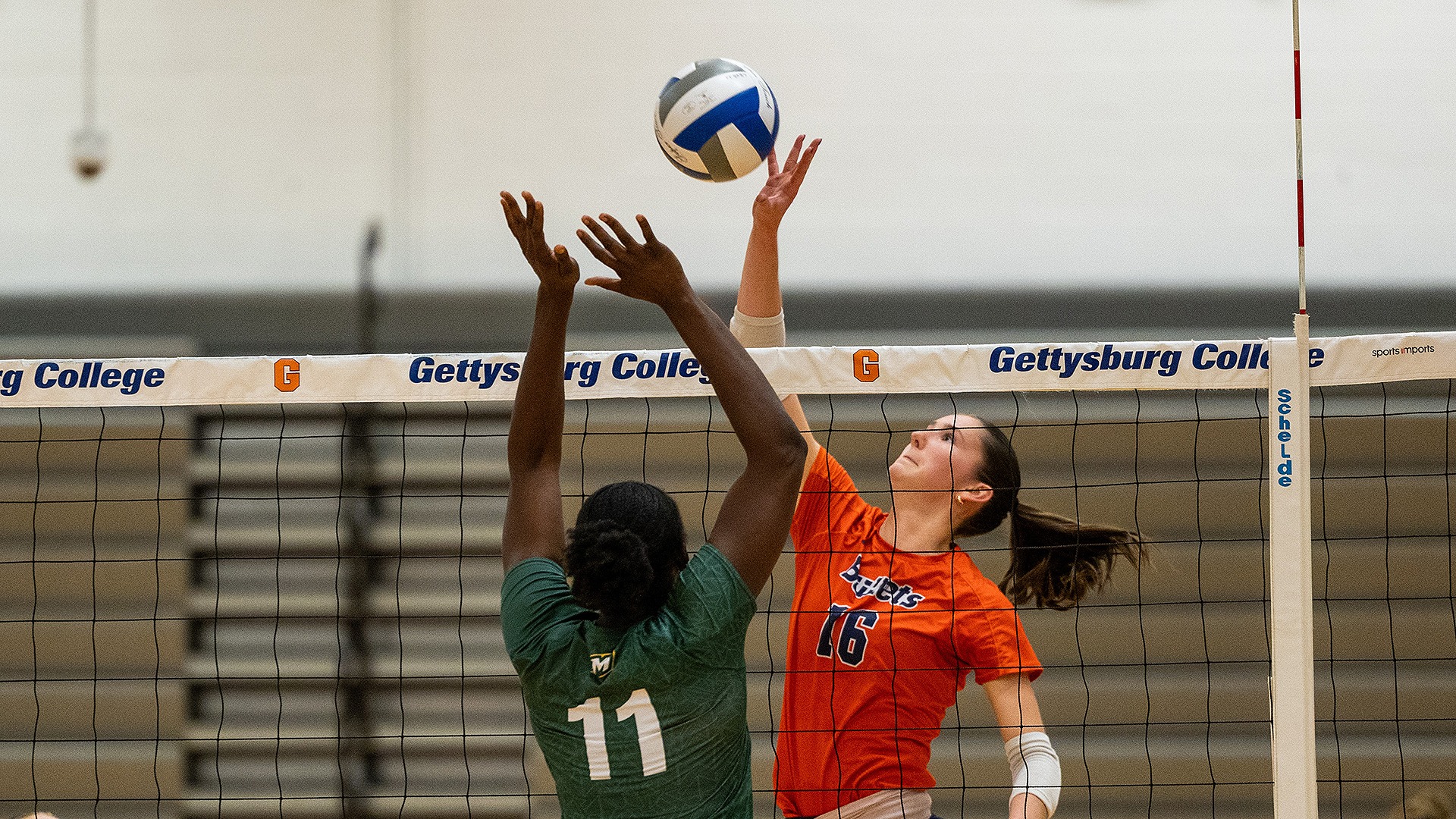 Clare Farrell goes up for a kill