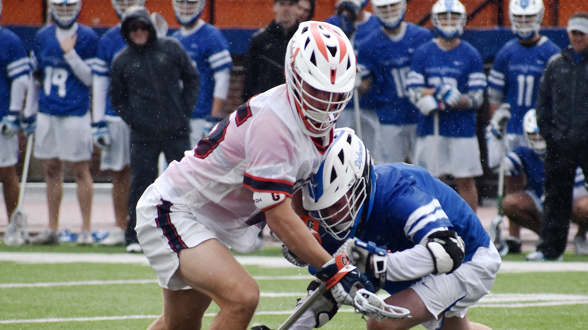 Brady Schwenk wins a faceoff