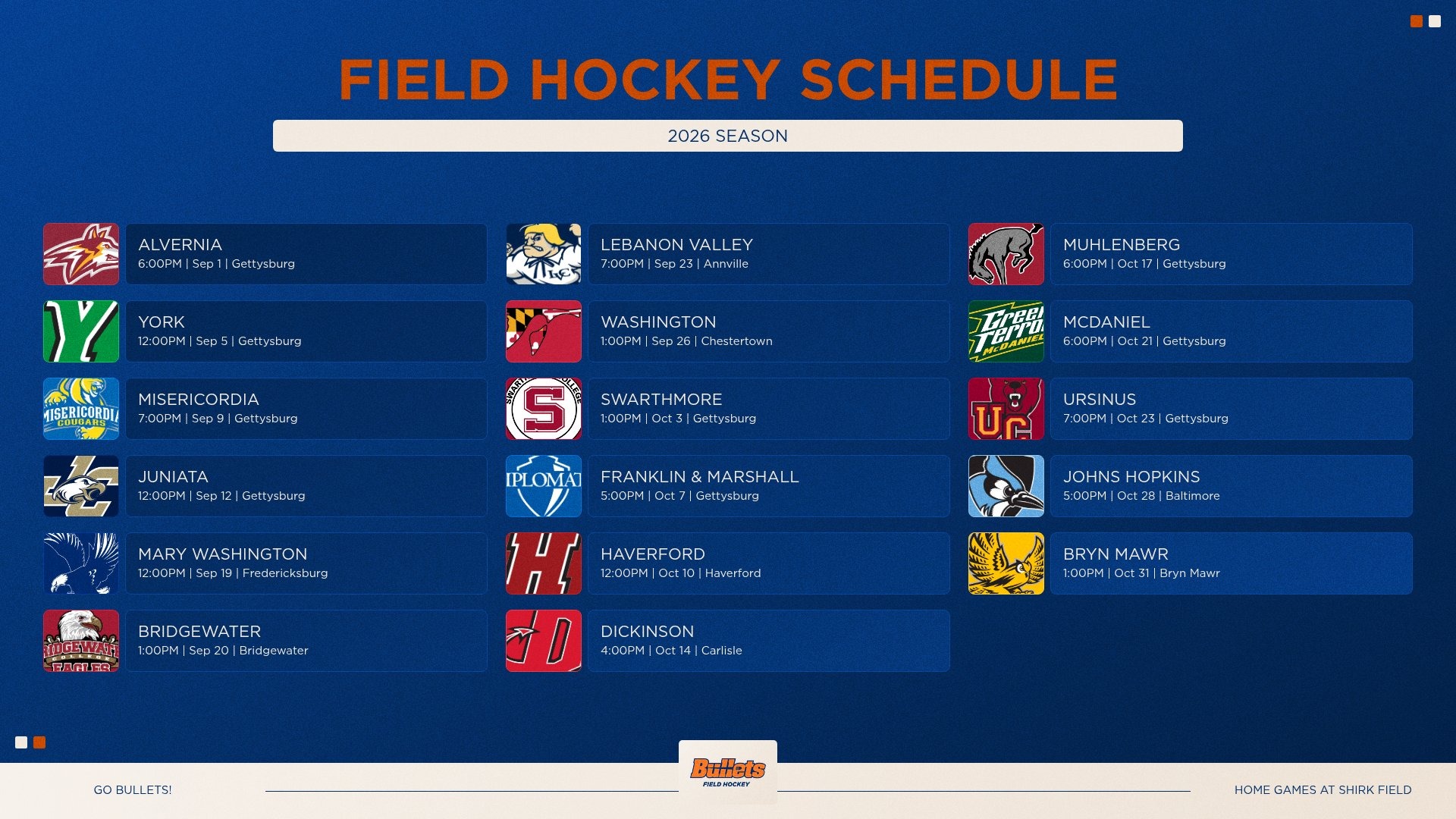 2026 Field Hockey Schedule