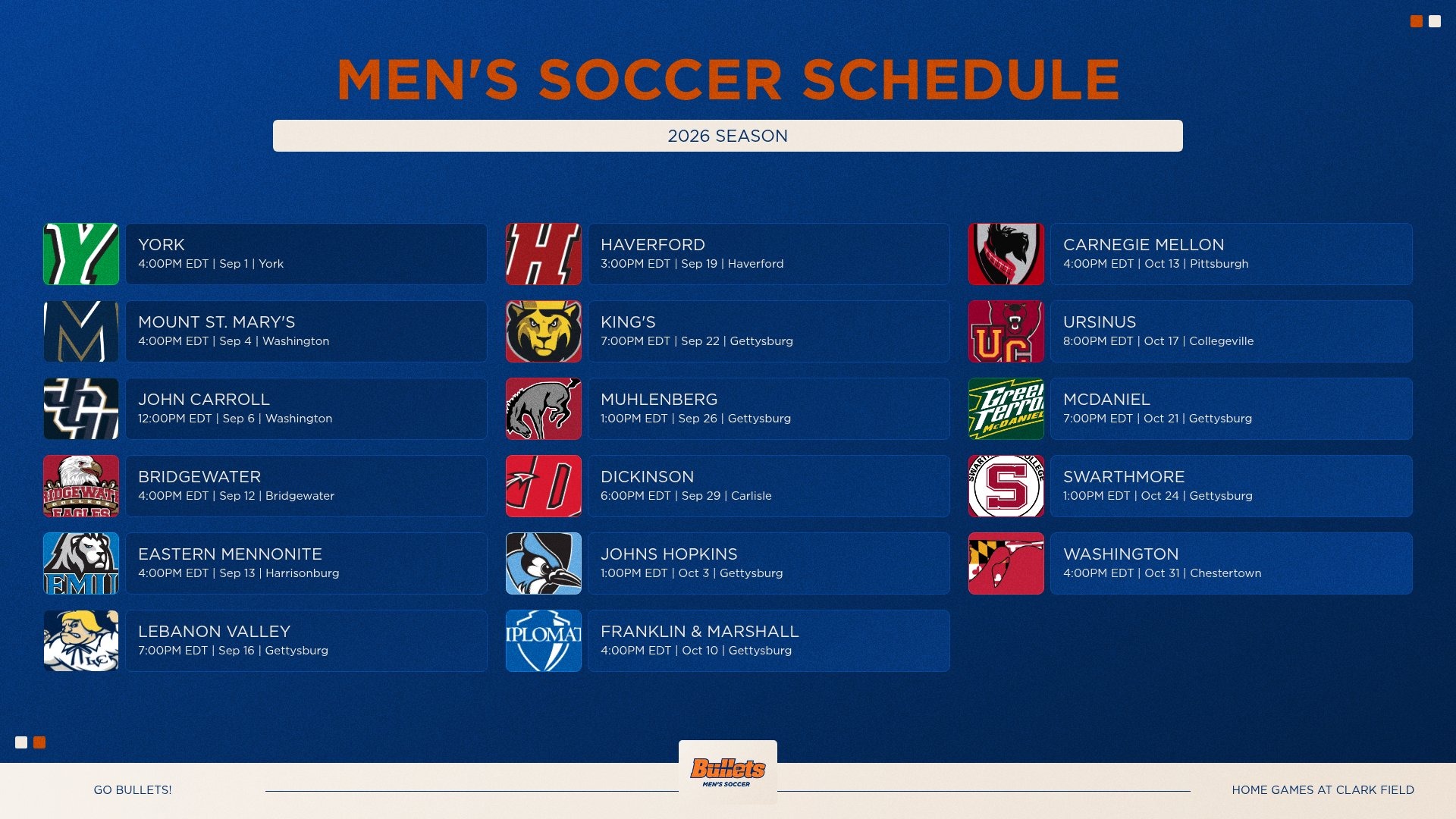 2026 Men's Soccer Schedule