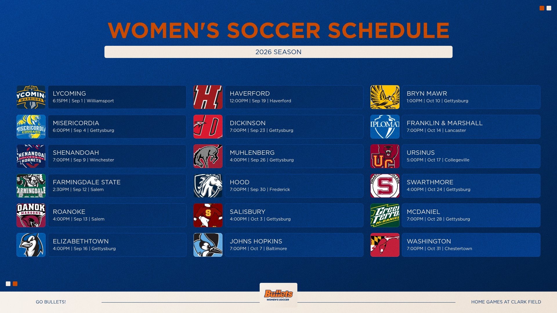2026 Women's Soccer Schedule