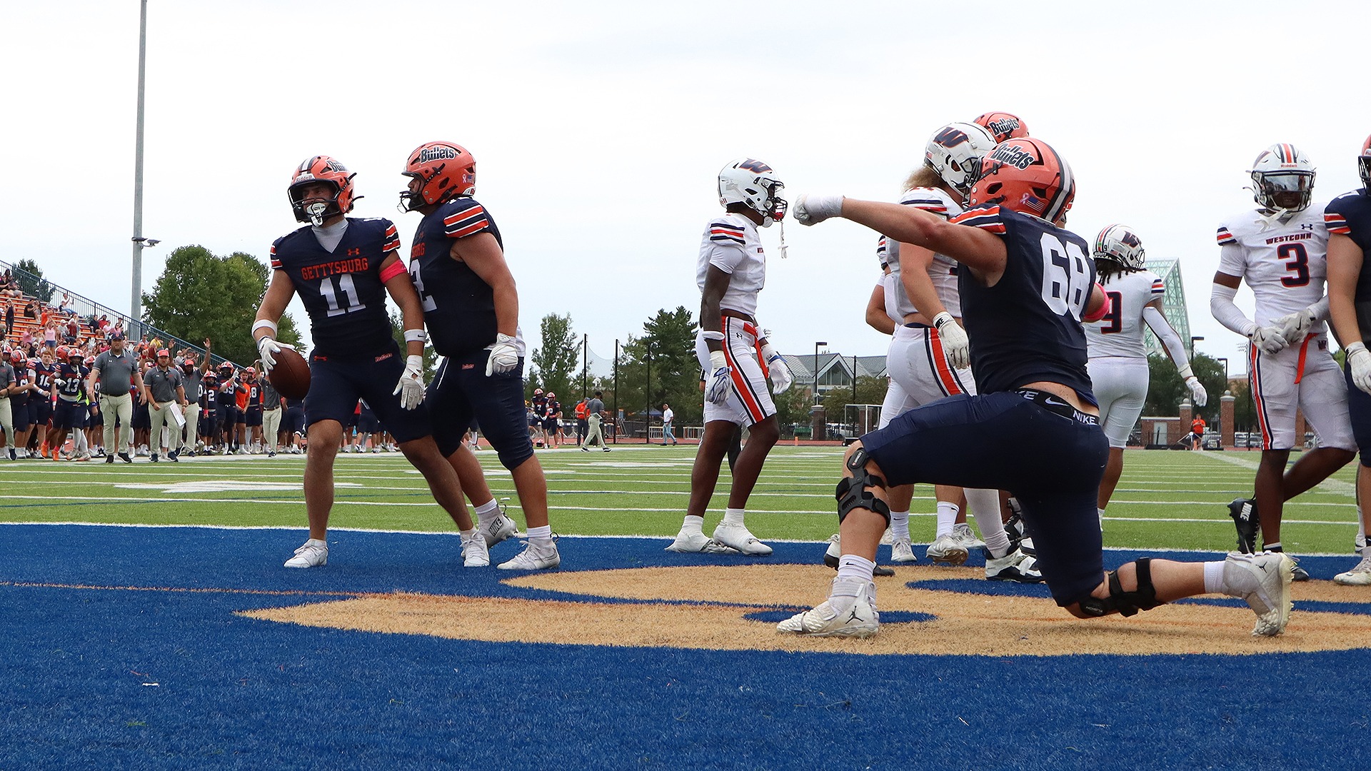 Danny Bonato celebrates his rushing touchdown