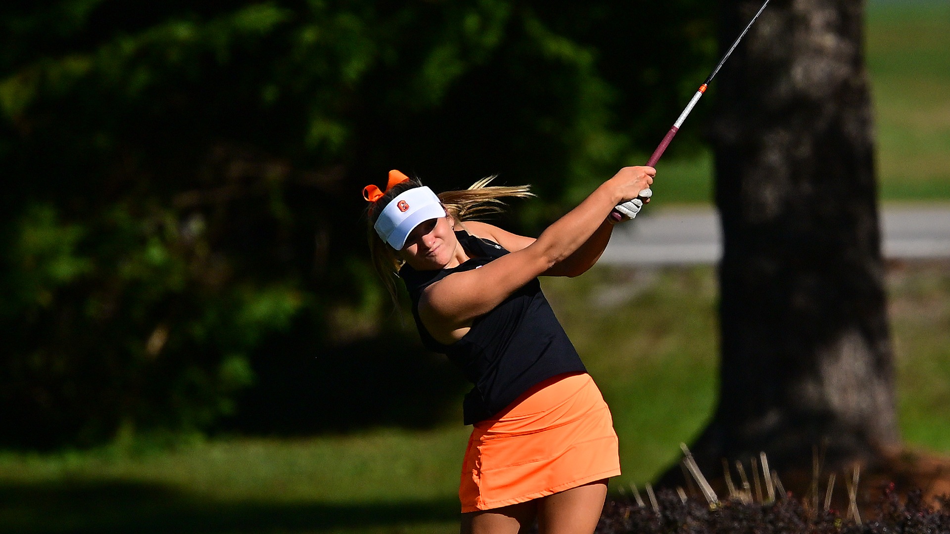 Nikki Hall swings the club