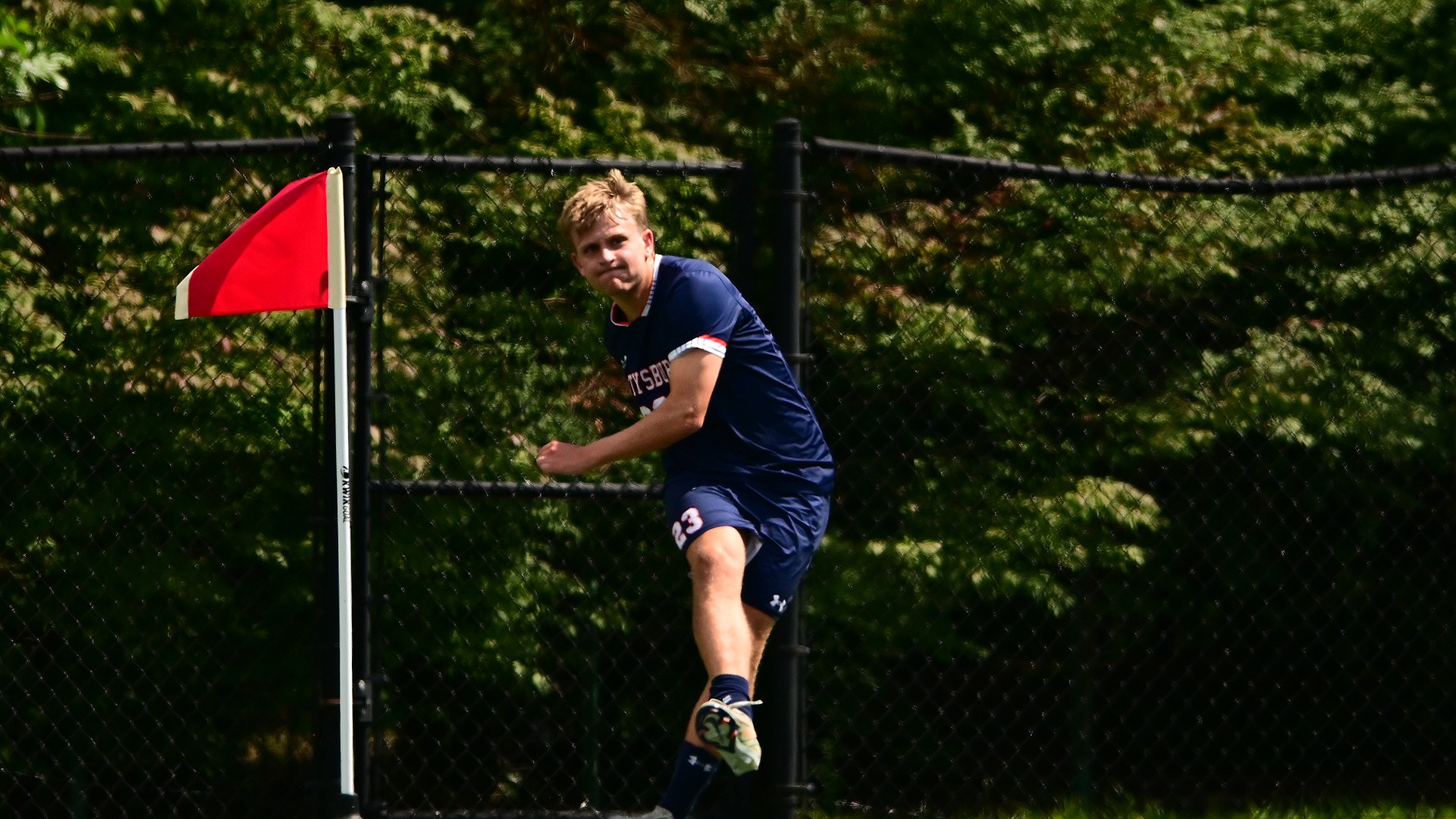 James Blake takes corner kick