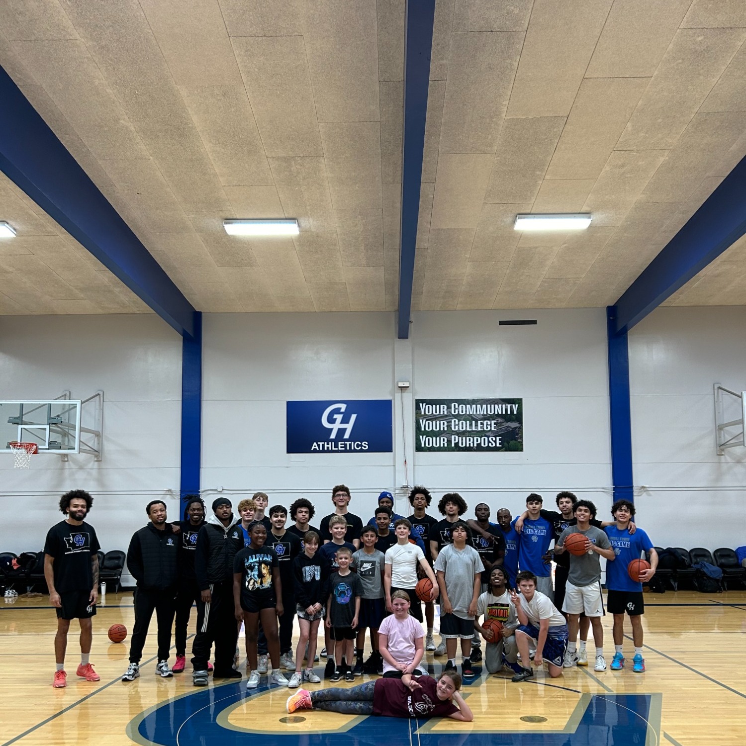 Youth Basketball Campers with GHC Men's Basketball team