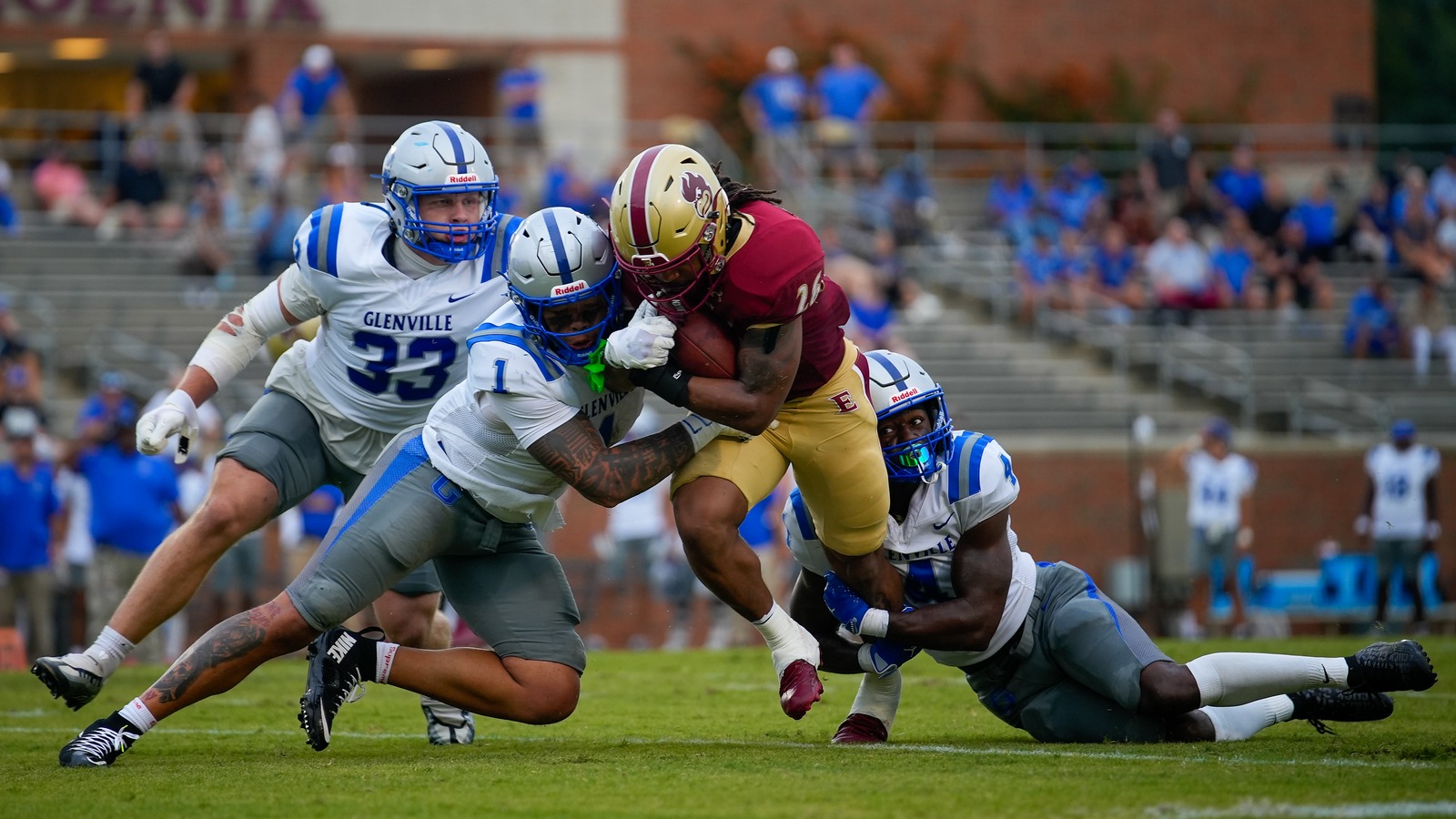 ELON, NC - AUGUST 27: during a college football game on Thursday, August 27, 2026 in Elon, North Carolina. (Photo by Matthew Lewyn/Elon University Athletics)