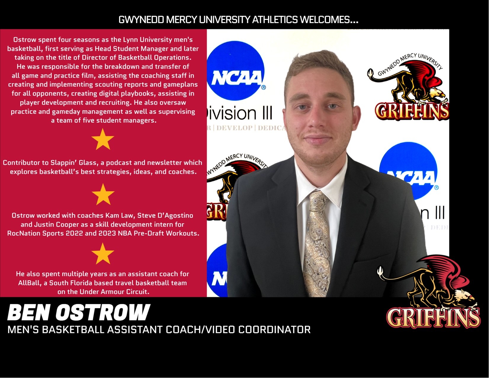 Men’s Basketball Ostrow as Assistant Coach and Video