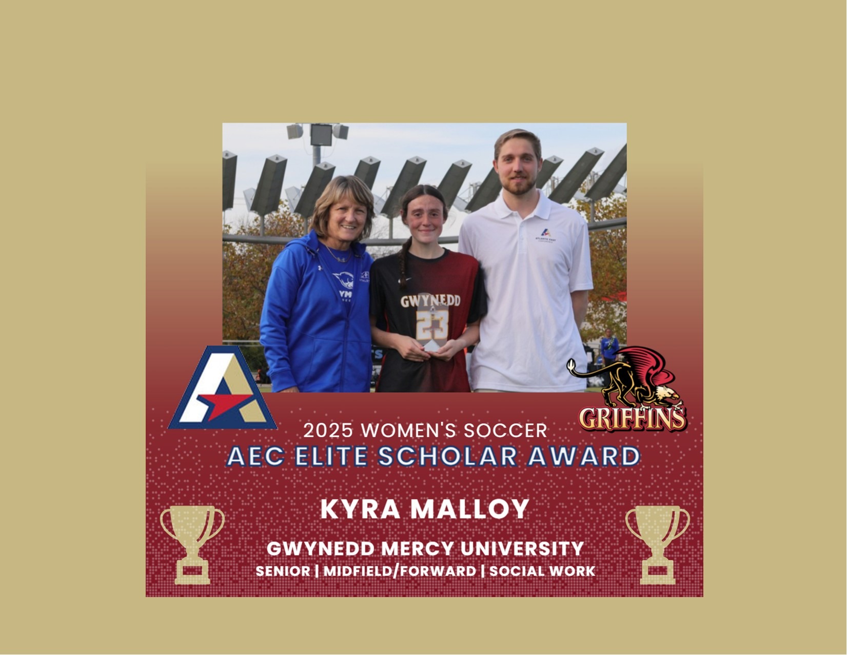 2025 AEC Women's Soccer Academic Elite Award (Elite 20): Kyra Malloy