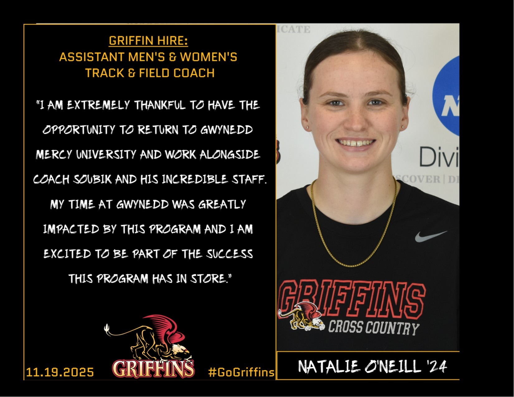 Gwynedd Mercy University Assistant Men's and Women's Track & Field Coach Natalie O'Neill '24