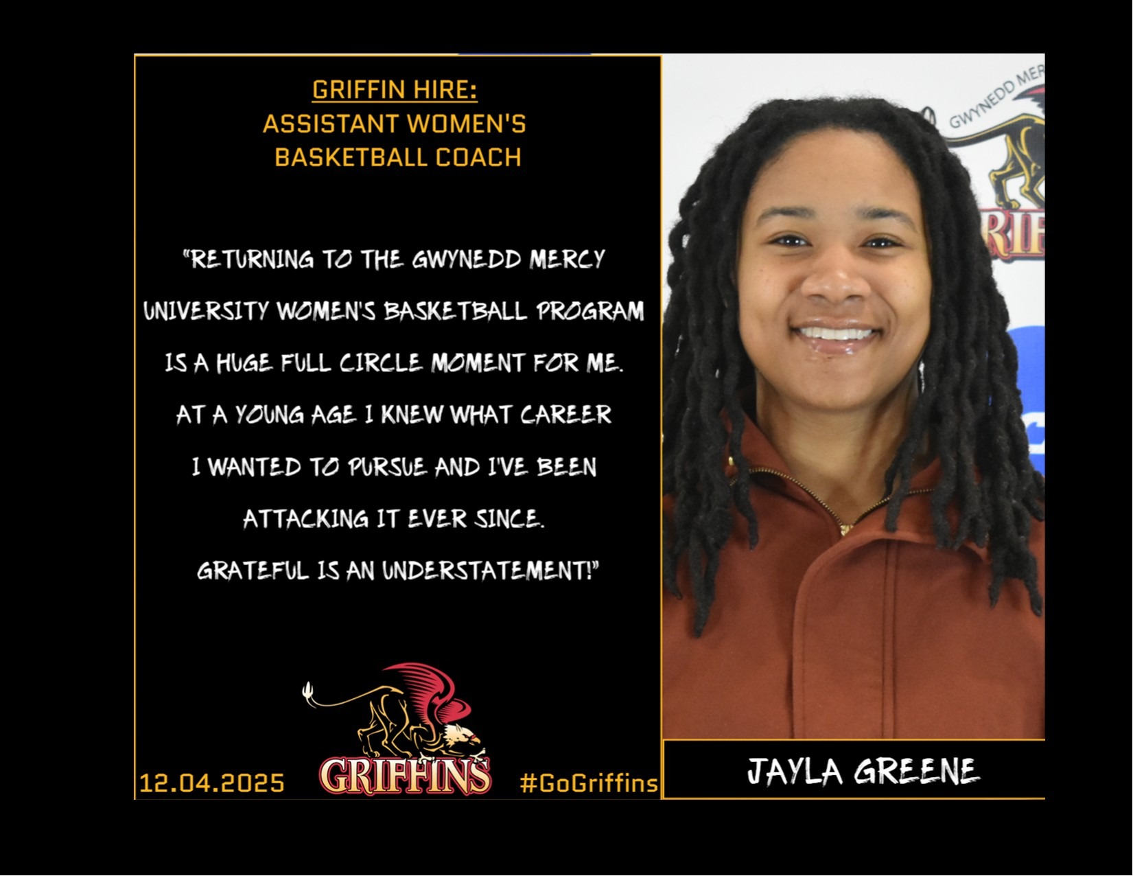 Gwynedd Mercy University Assistant Women's Basketball Coach Jayla Greene