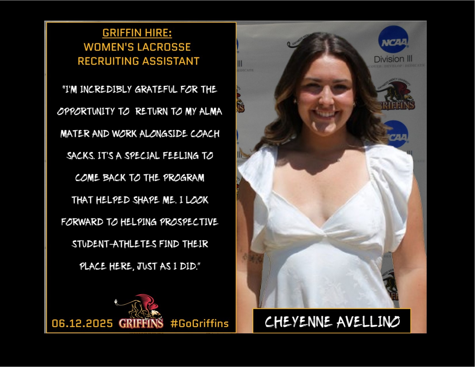 Gwynedd Mercy University Women's Lacrosse Recruiting Assistant Cheyenne Avellino 06122025