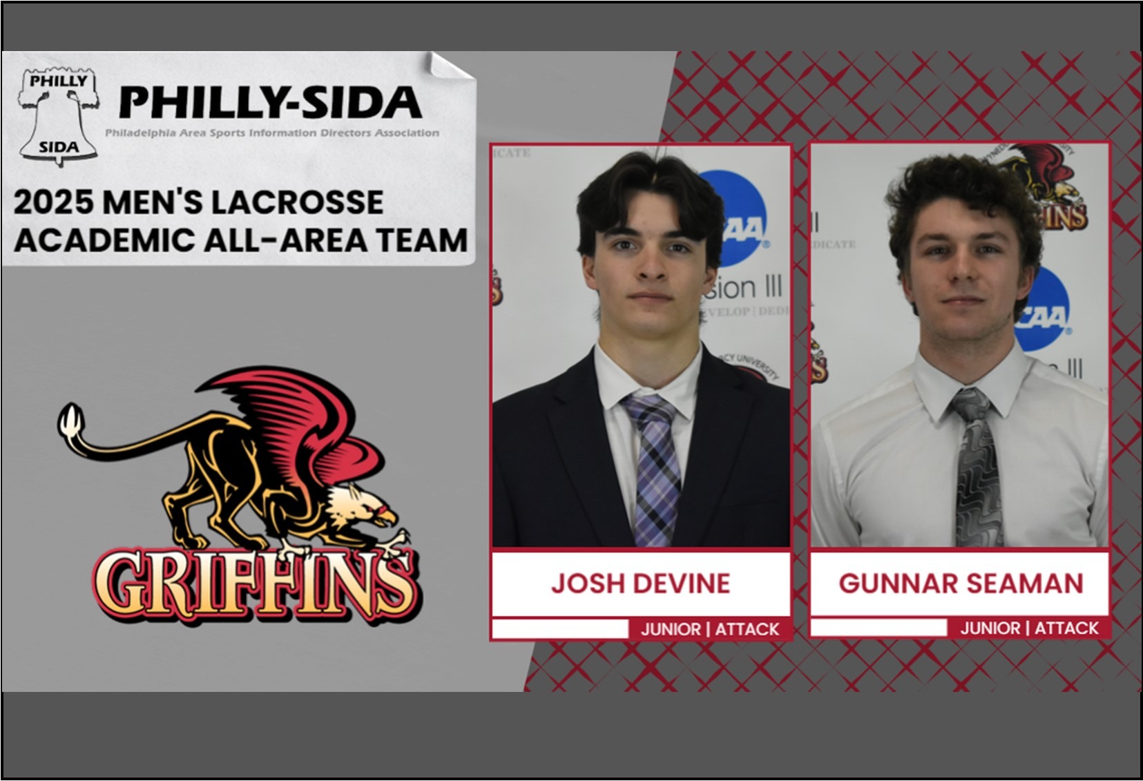 2025 Philly-SIDA Men's Lacrosse Academic All-Area Team: Josh Devine, Gunnar Seaman