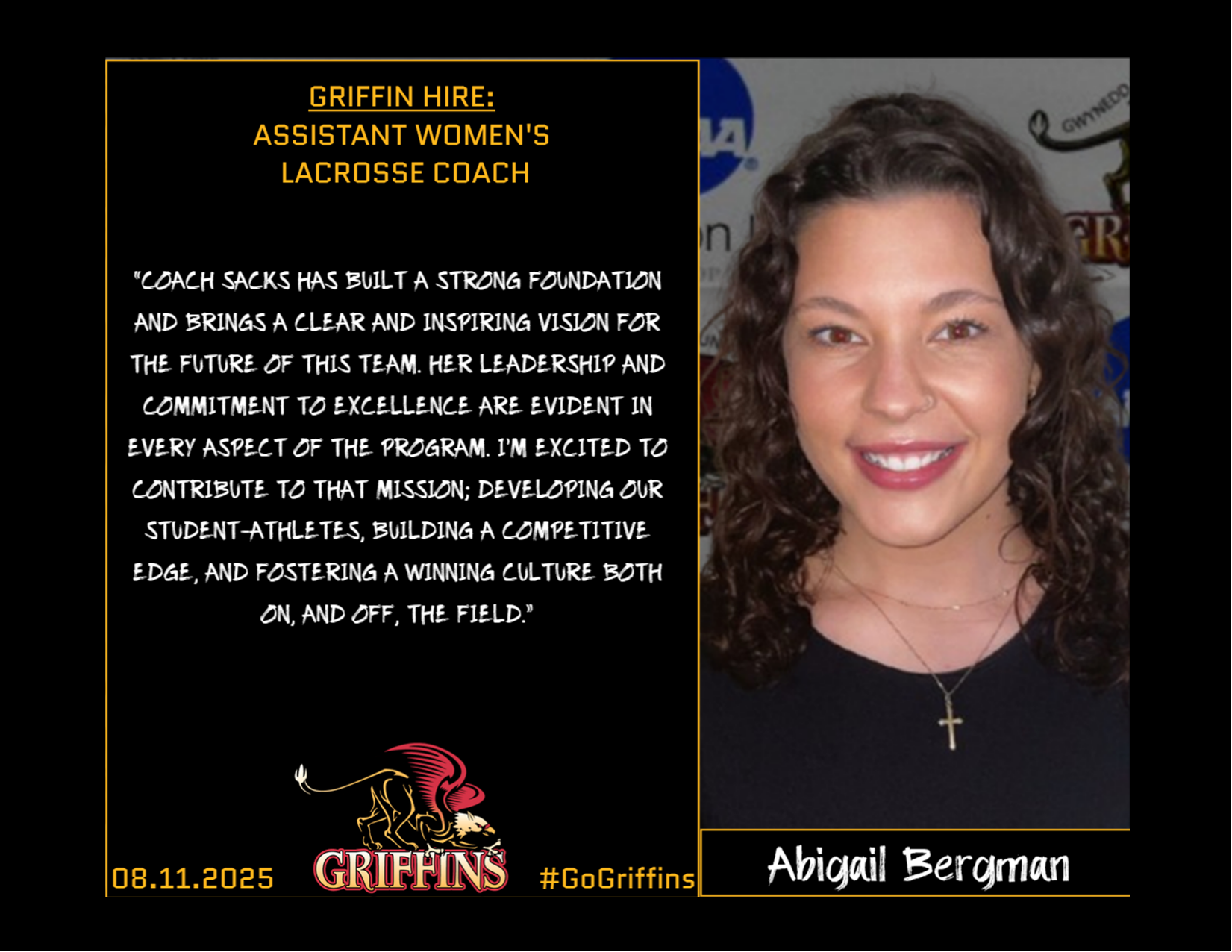 Gwynedd Mercy University Assistant Women's Lacrosse Coach Abigail Bergman