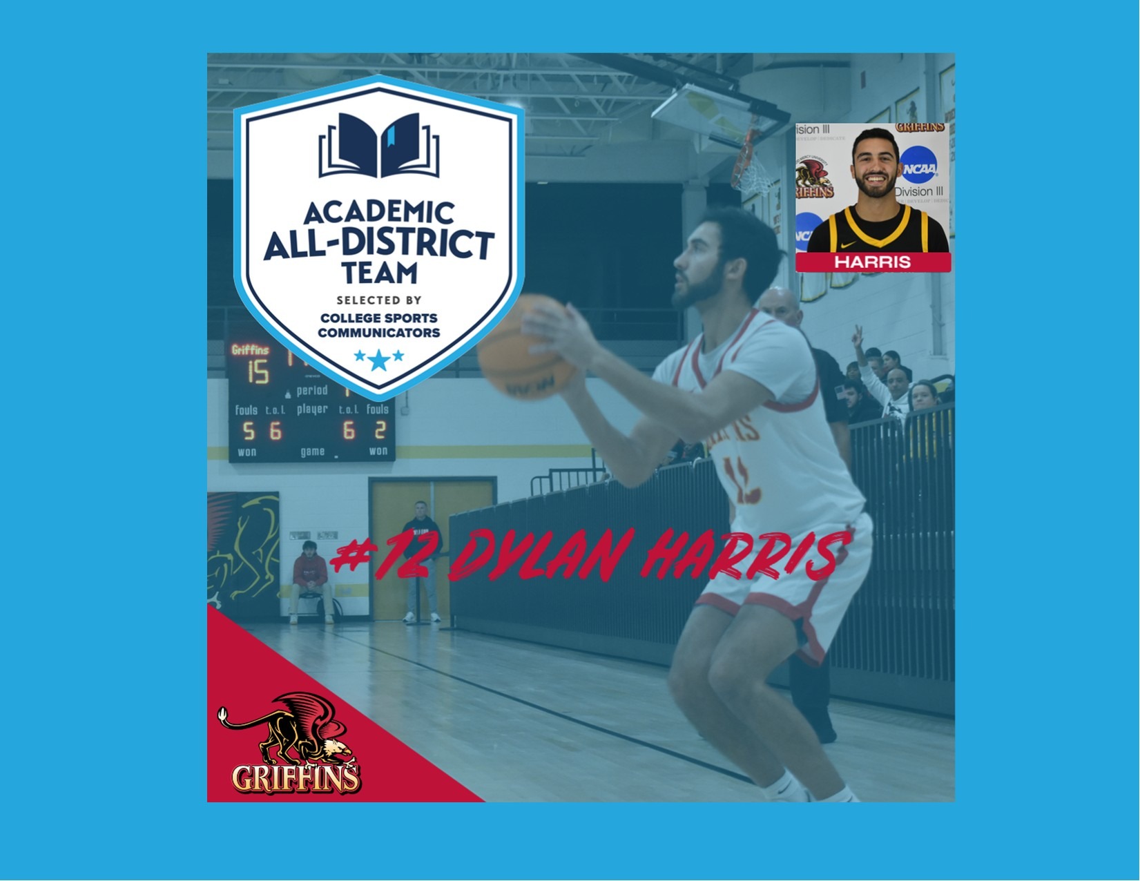 2025-2025 CSC NCAA DIII Men's Basketball Academic All-District: Dylan Harris