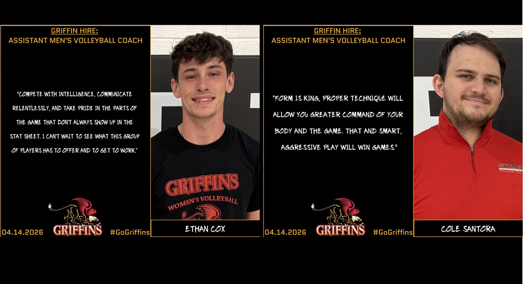 Gwynedd Mercy University Men's Volleyball Assistant Coaches; Ethan Cox, Cole Santora