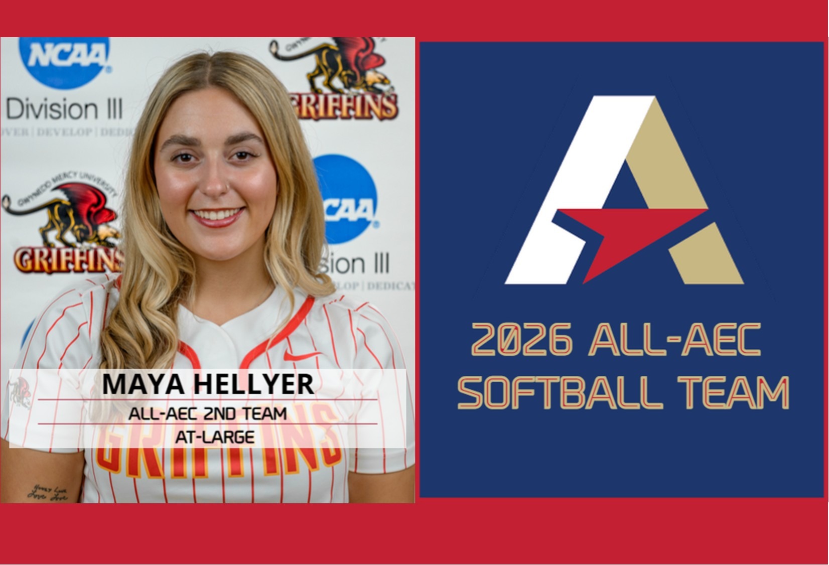 2026 All-AEC Softball Team: Maya Hellyer (2nd Team, At-Large)
