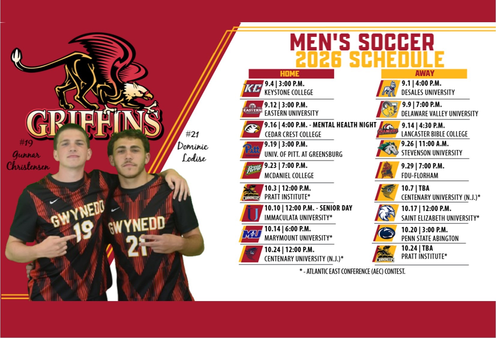 2026 Gwynedd Mercy University Men's Soccer Schedule