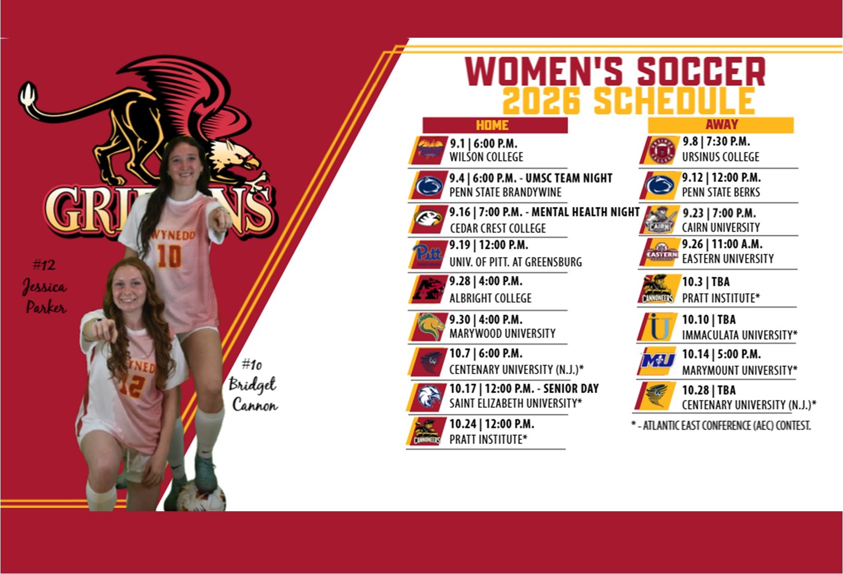 2026 Gwynedd Mercy University Women's Soccer Season Schedule
