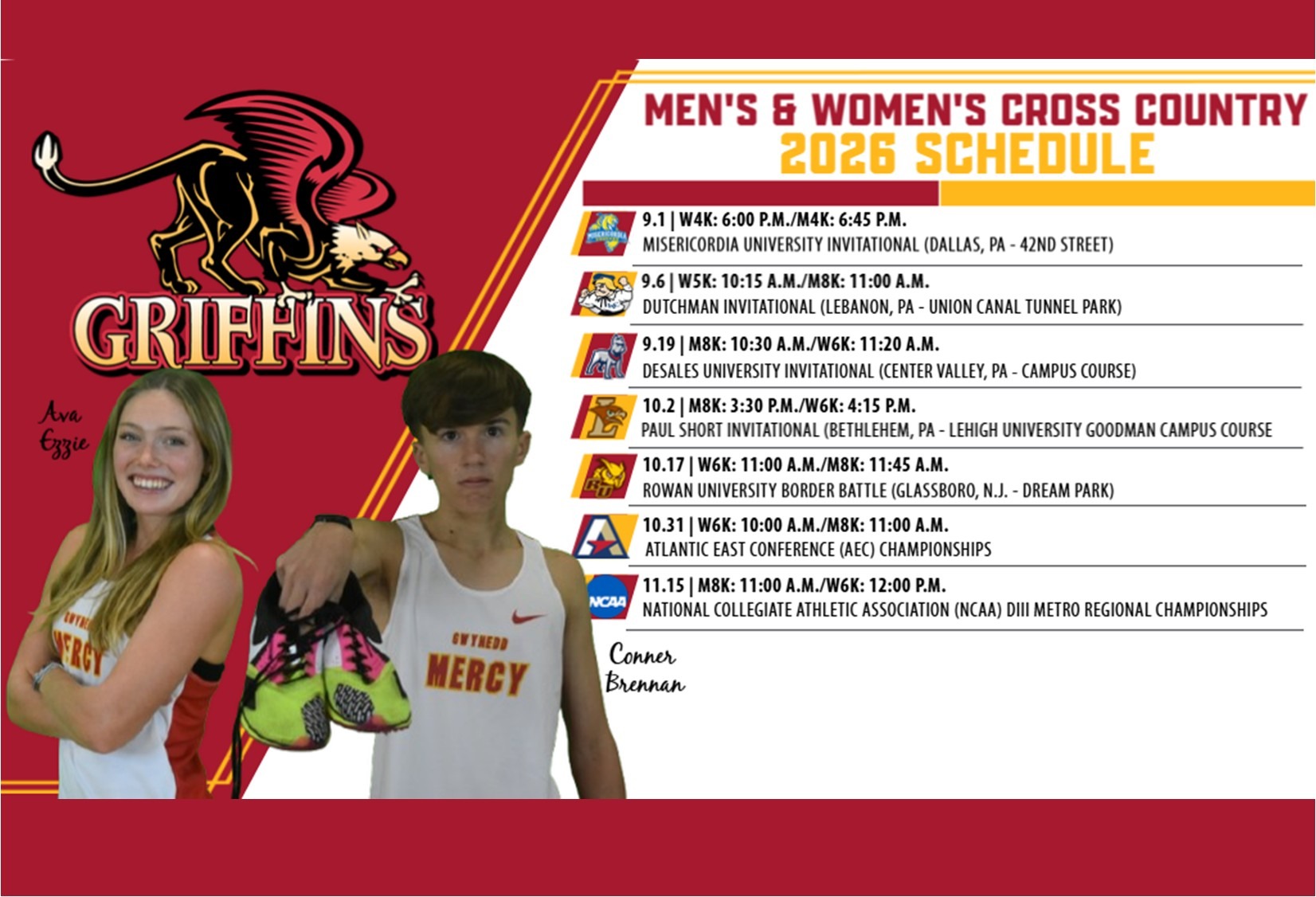 2026 Gwynedd Mercy University Men's and Women's Cross Country Schedule Preview