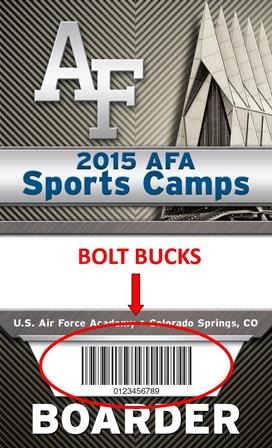 Air Force Sports Camps Bolt Bucks Credential