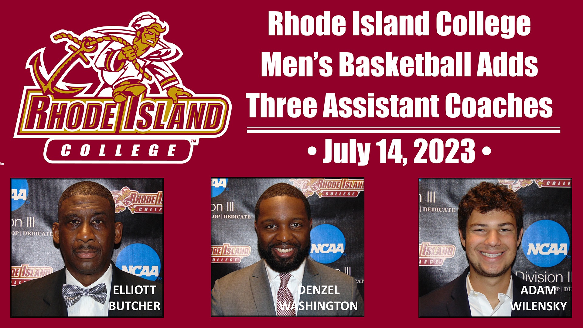 Men's Basketball Adds Three Assistant Coaches Rhode Island College