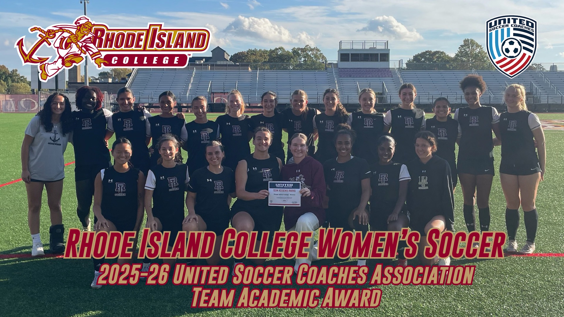 RIC Women's Soccer United Soccer Coaches Team Academic Award Group Photo