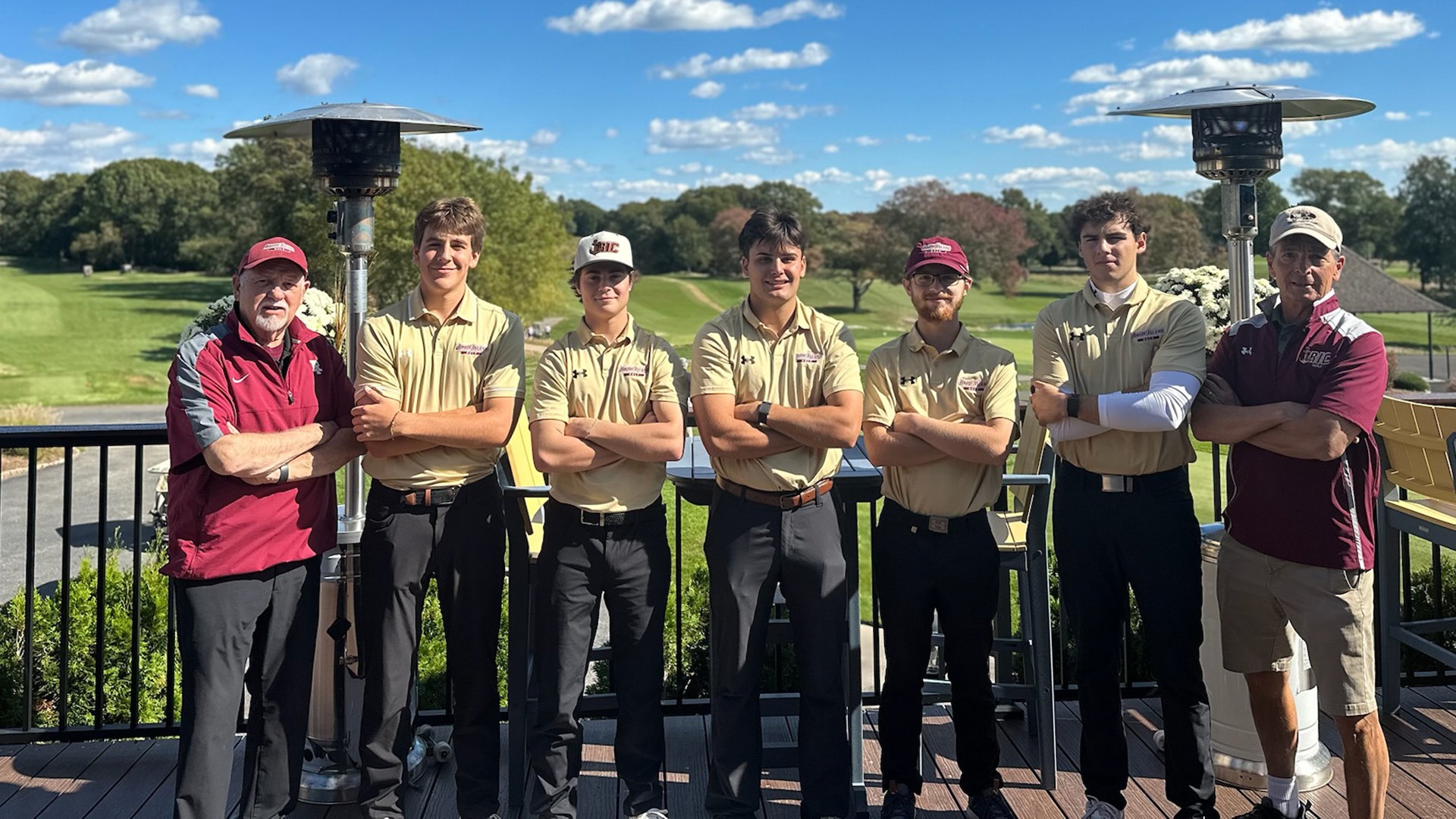 Men's Golf Team and Coaches prior to Albertus Magnus match