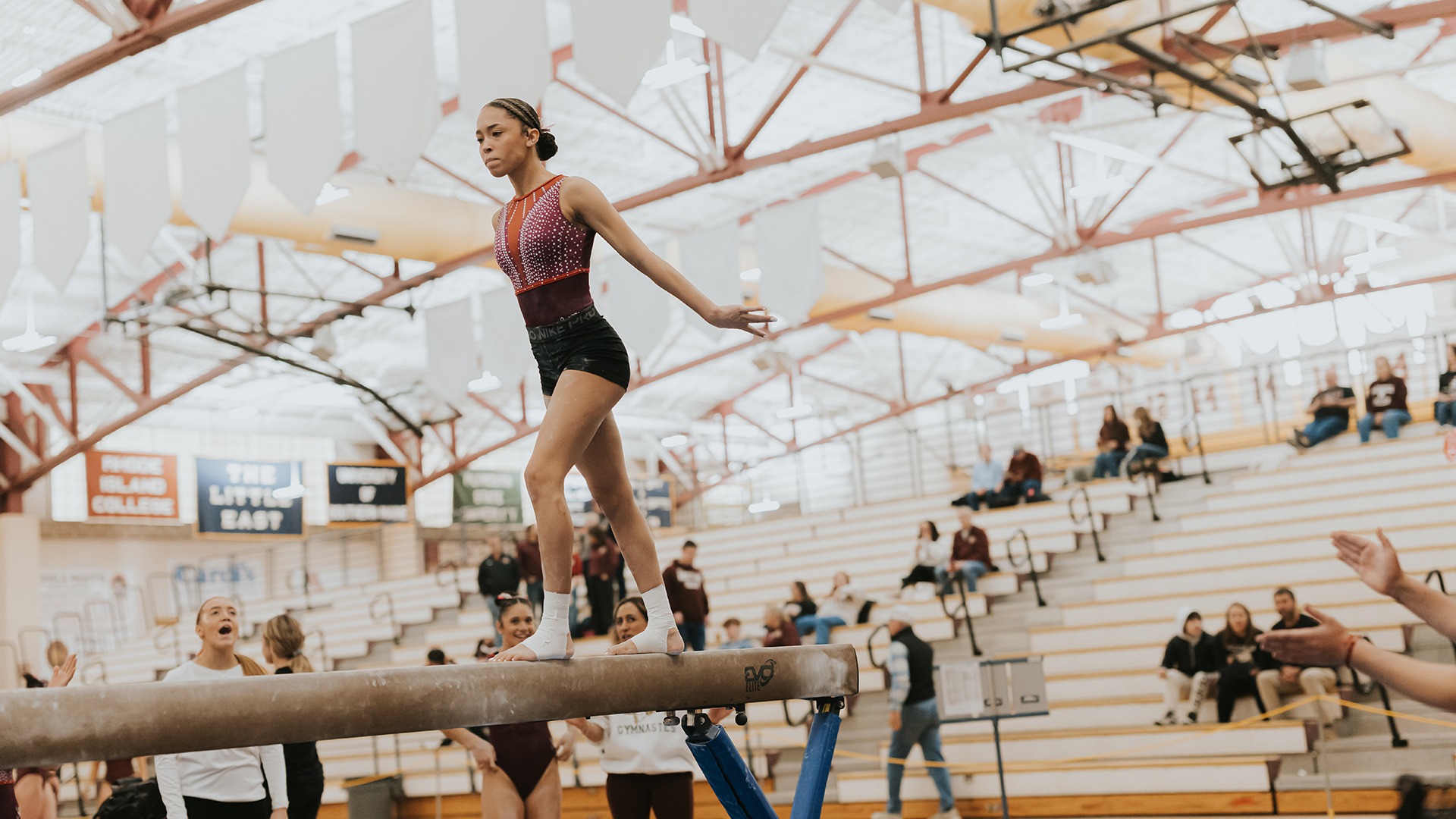 Aaliyah Krause on beam during the 2025-26 season