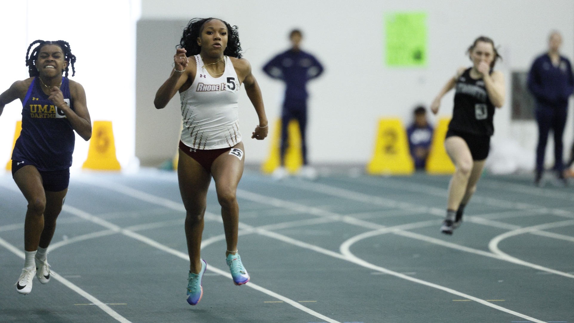 Aaliyah Barbour-Chamble in action at the 2026 Little East Championship