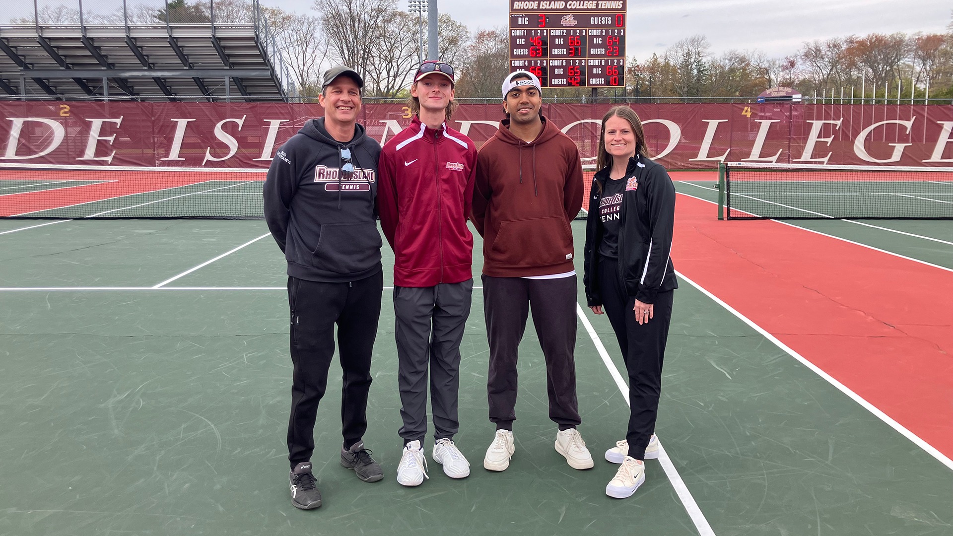 Head Coach Adam Spring, Kyle O'Connor, Sairaj Srinivasan and Assistant Coach Julie Lonks