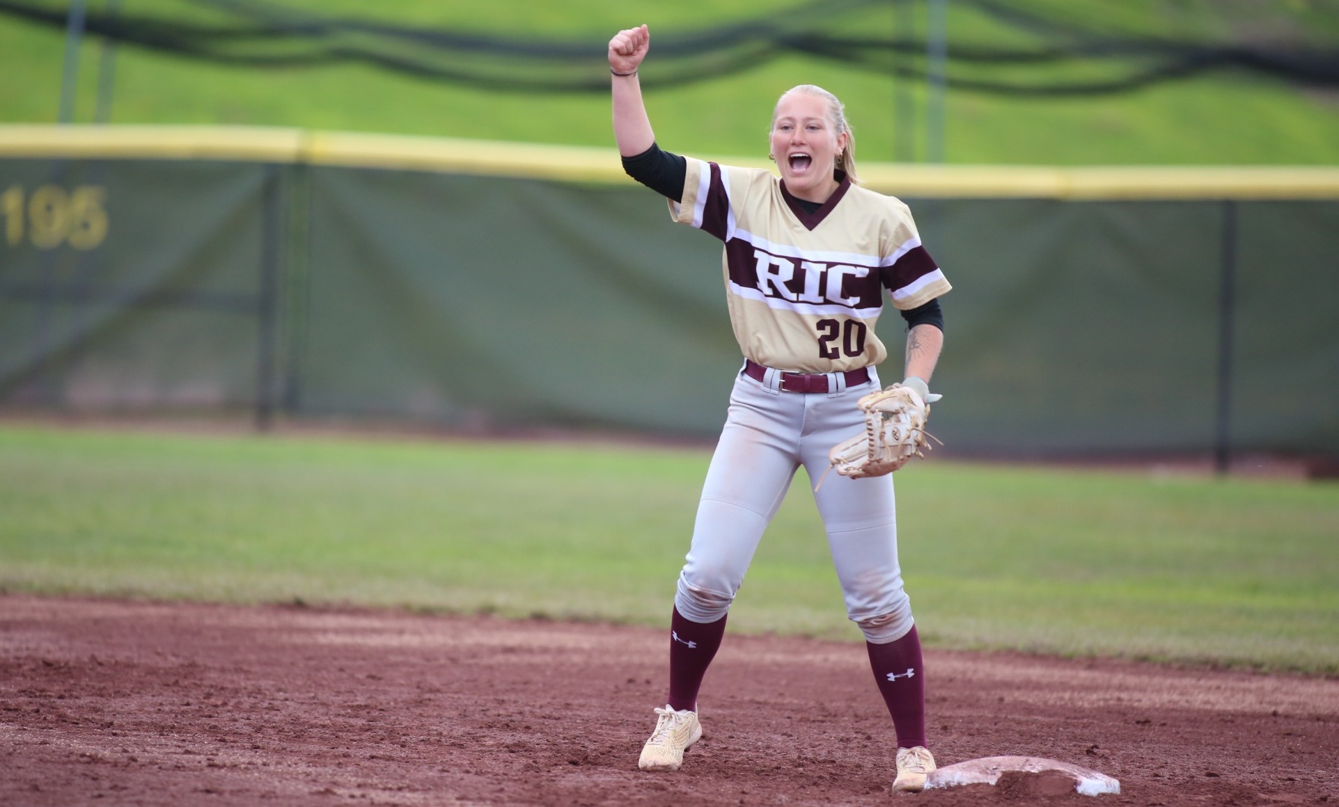 Joey Meyer in action vs. UMass Dartmouth during the 2026 Little East Softball Championship
