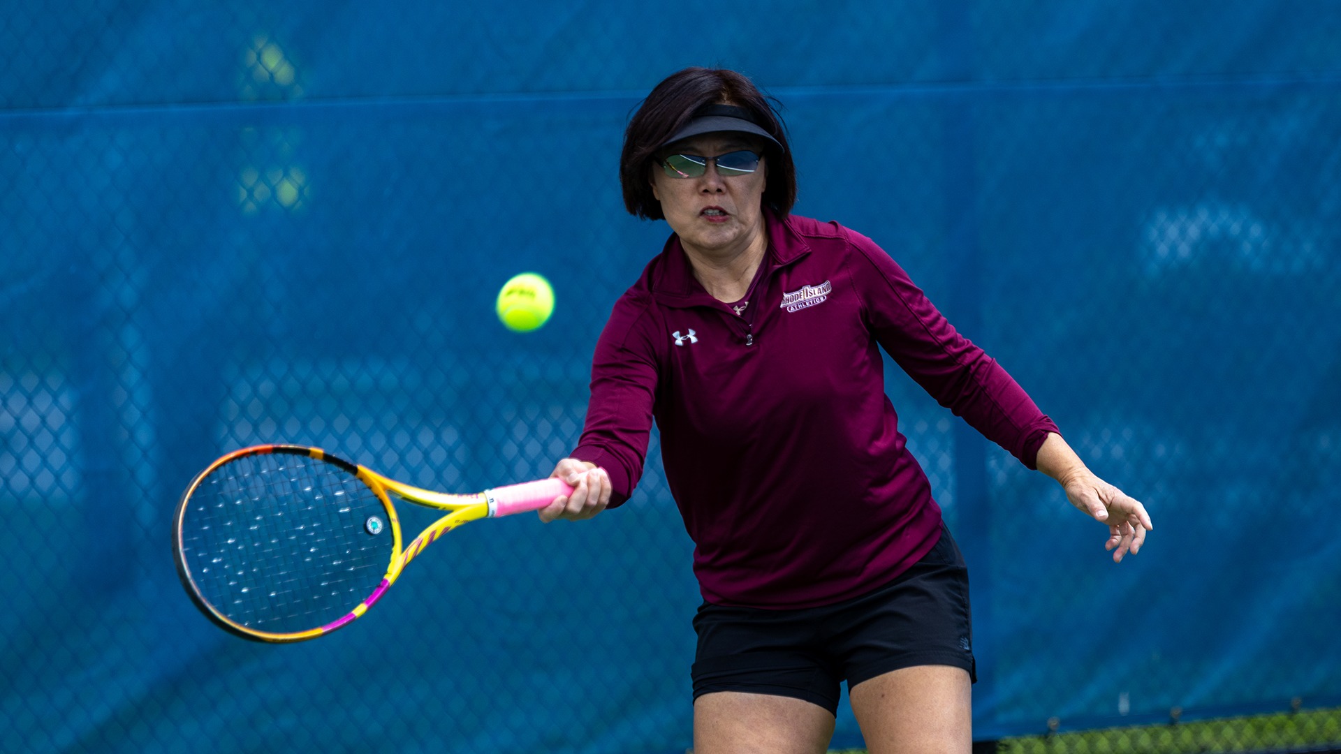 Li hsiu Hou in action at the 2026 NCAA Div. III Women's Tennis Championship vs. Stevens