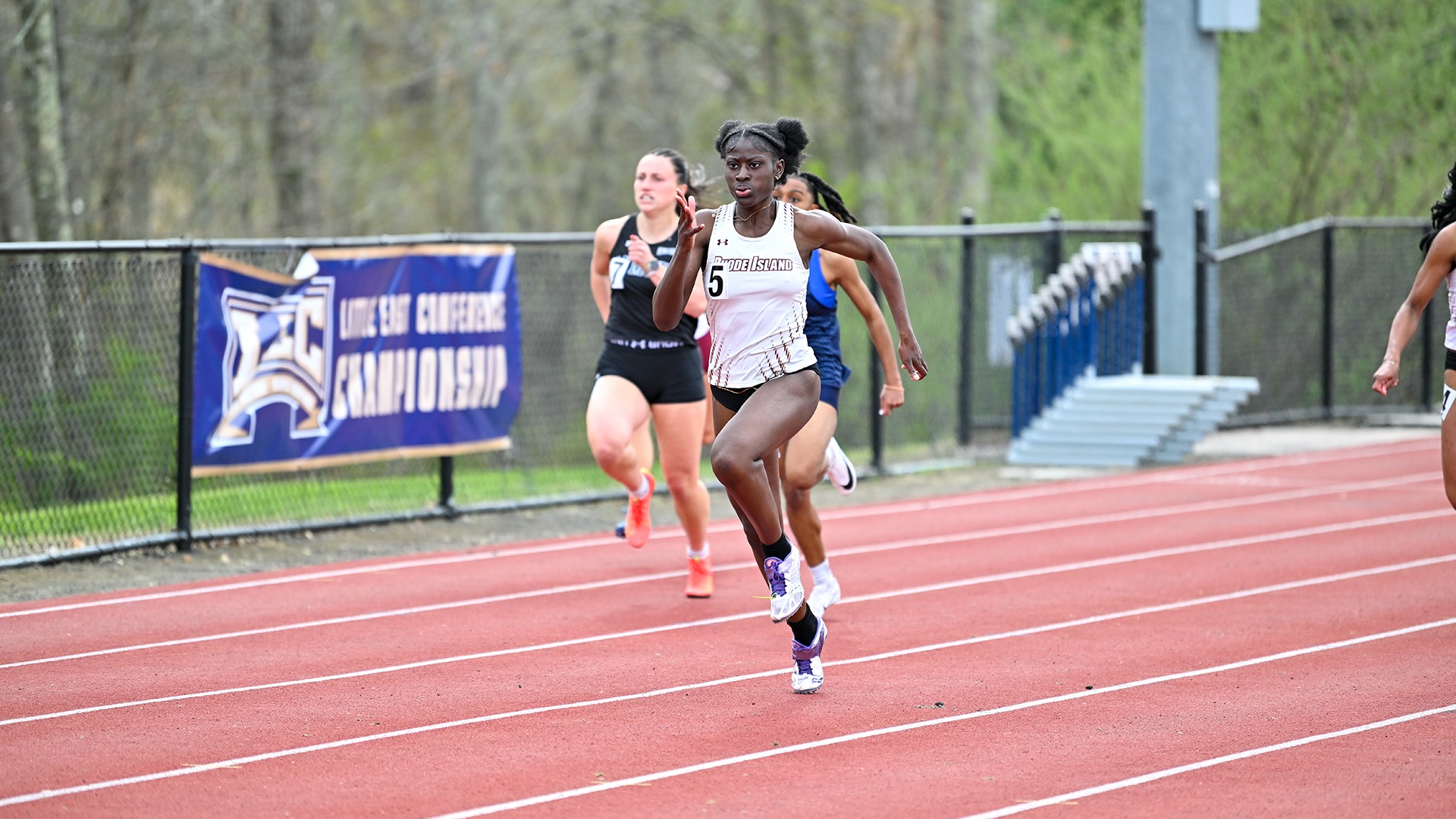 Bendu Kamara in action during the 2026 Little East Women's Track and Field Championship