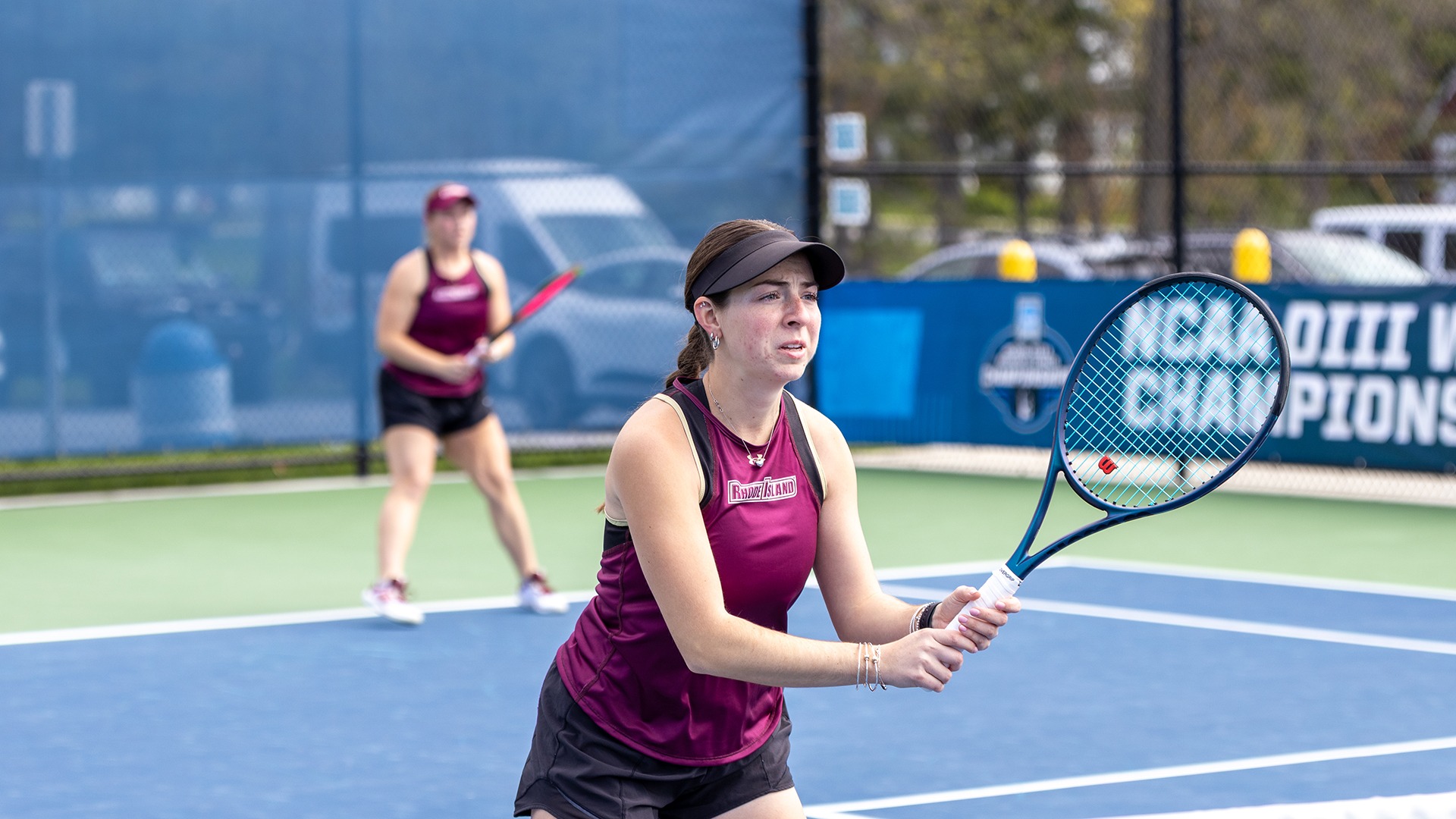 Erica Botelho in action at the 2026 NCAA Div. III Women's Tennis Championship