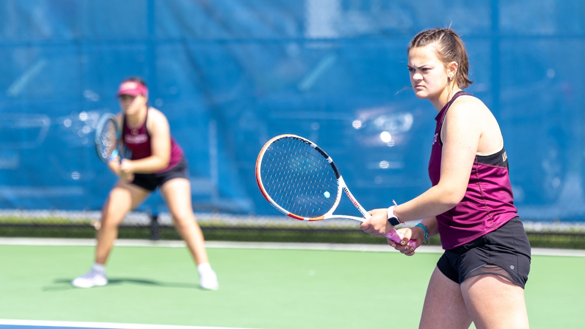 Emilia Houwers in action during the 2026 NCAA Div. III Women's Tennis Championship