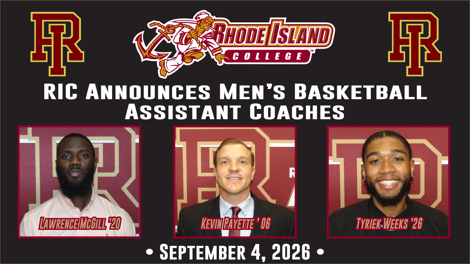 Kevin Payette, Lawrence McGill and Tyriek Weeks named assistant men's basketball coaches