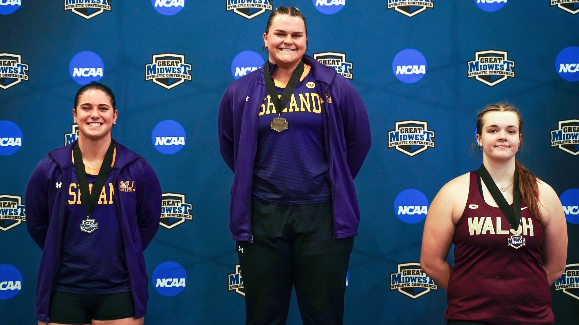2026 G-MAC women's weight throw podium