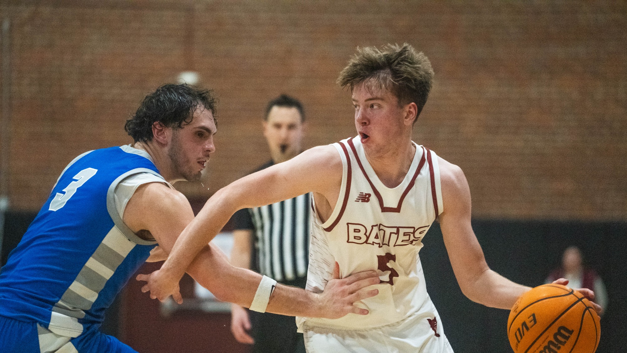 Bates Men's Basketball vs Colby (loss 60-82). Jan. 18, 2025.