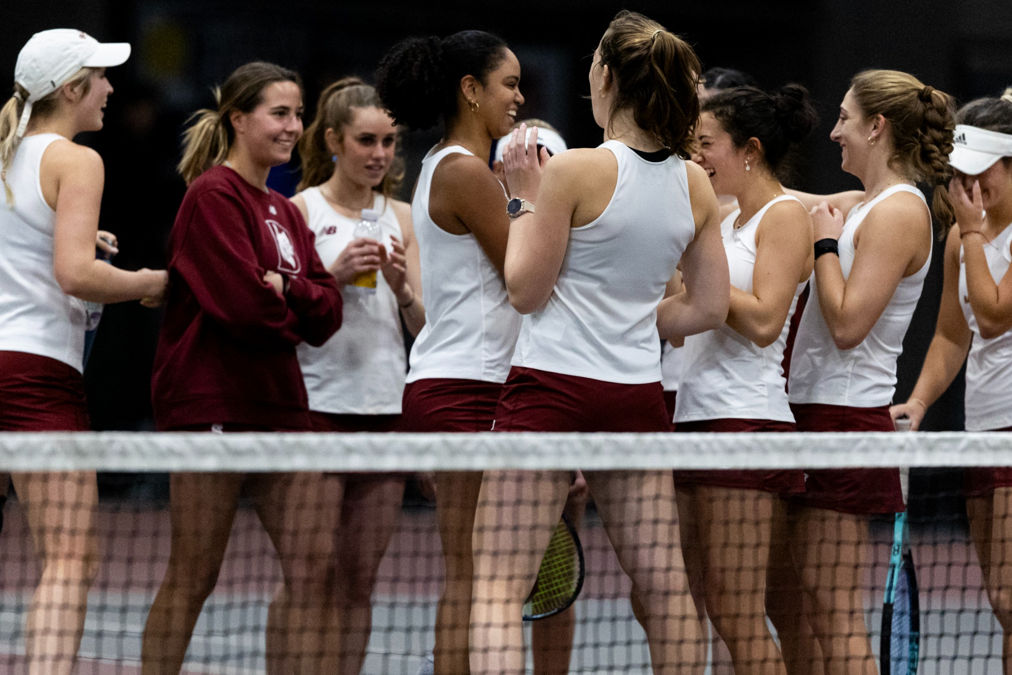 Women’s tennis plays Tufts in Merrill Gym on March 7, 2025.