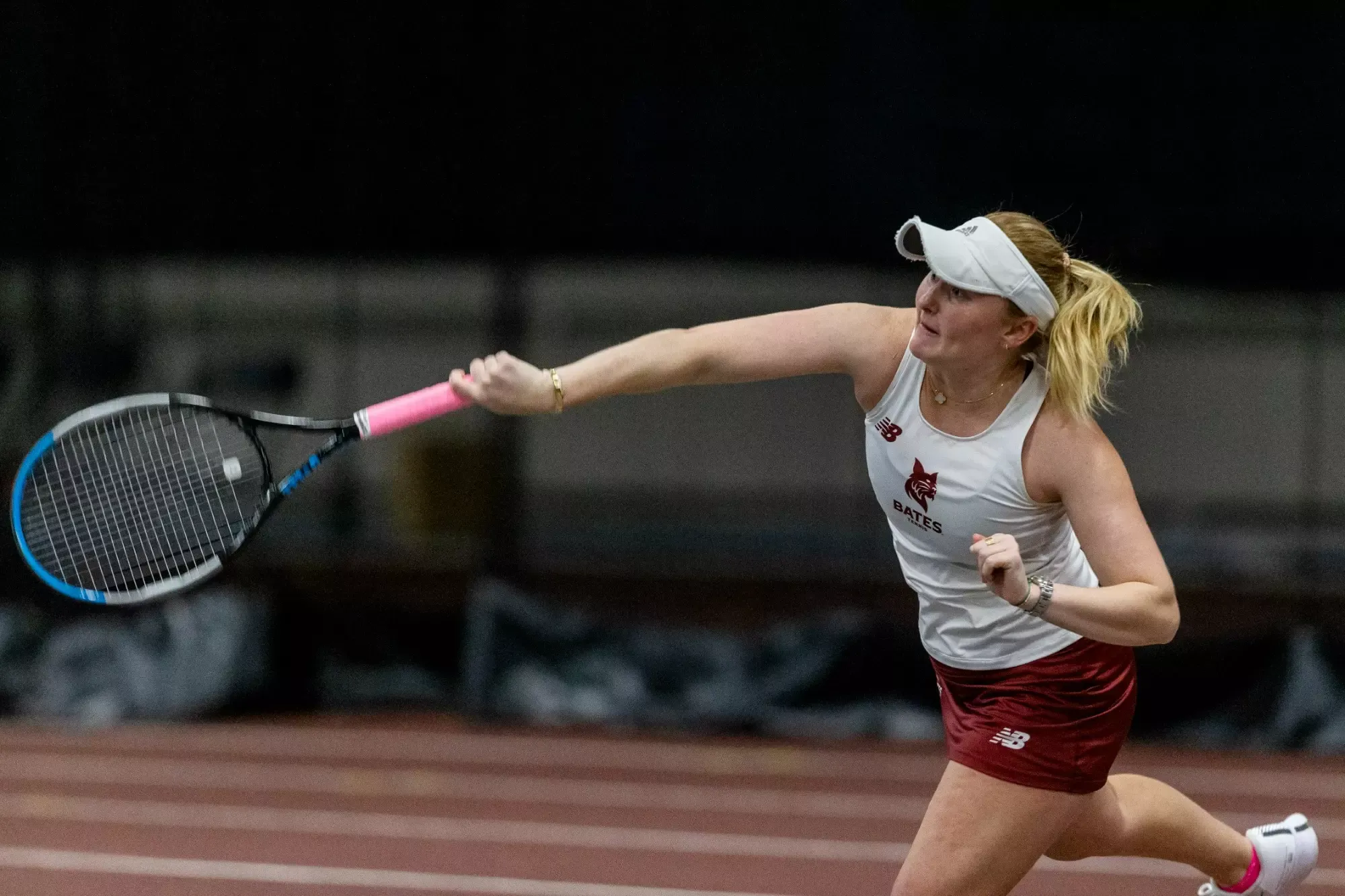 Bates women’s tennis hosts Wesleyan on April 13, 2025. (Theophil Syslo | Bates College)