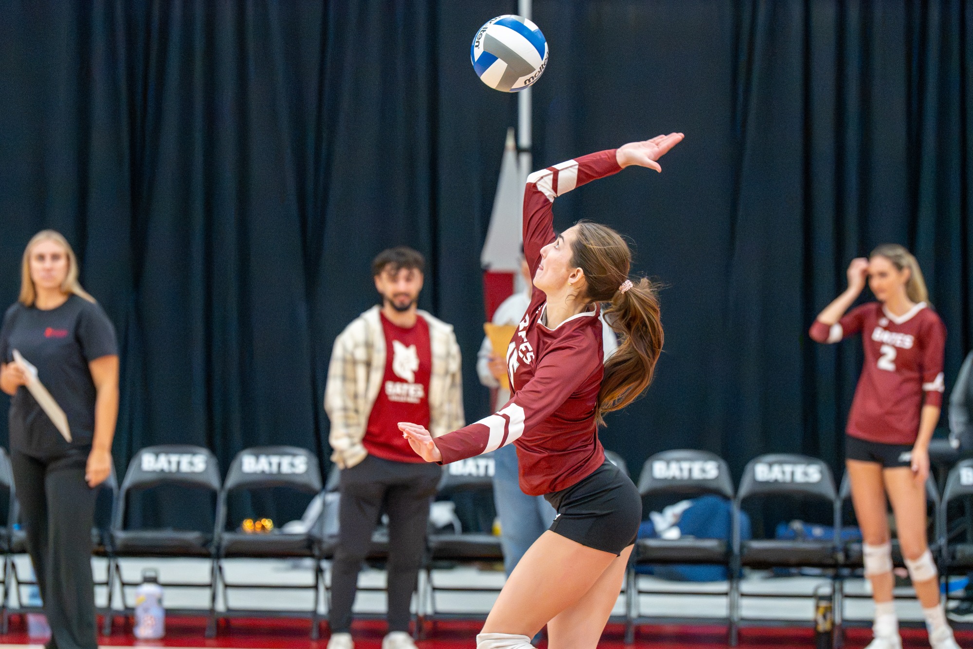 The Bates volleyball team rallied from a lopsided third-set loss to force a decisive fifth set Saturday afternoon, but Trinity College pulled away in the finale to defeat the Bobcats 3-2 (23-25, 25-22, 25-9, 19-25, 15-3) in NESCAC action at Underhill Arena.