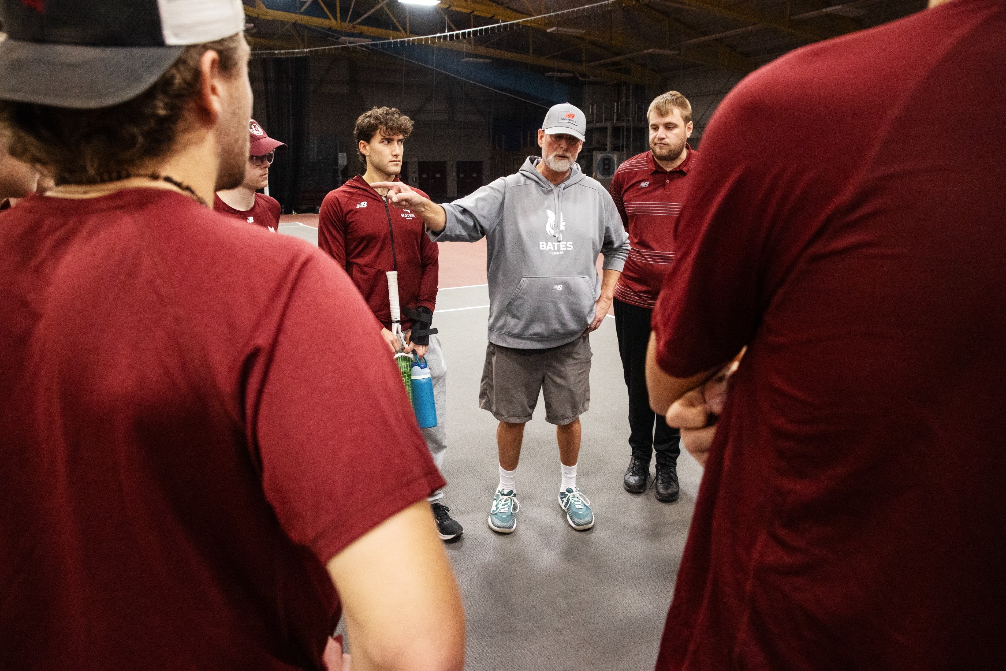 Bates College men’s tennis hosts Middlebury on March 14, 2026. (Theophil Syslo | Bates College)