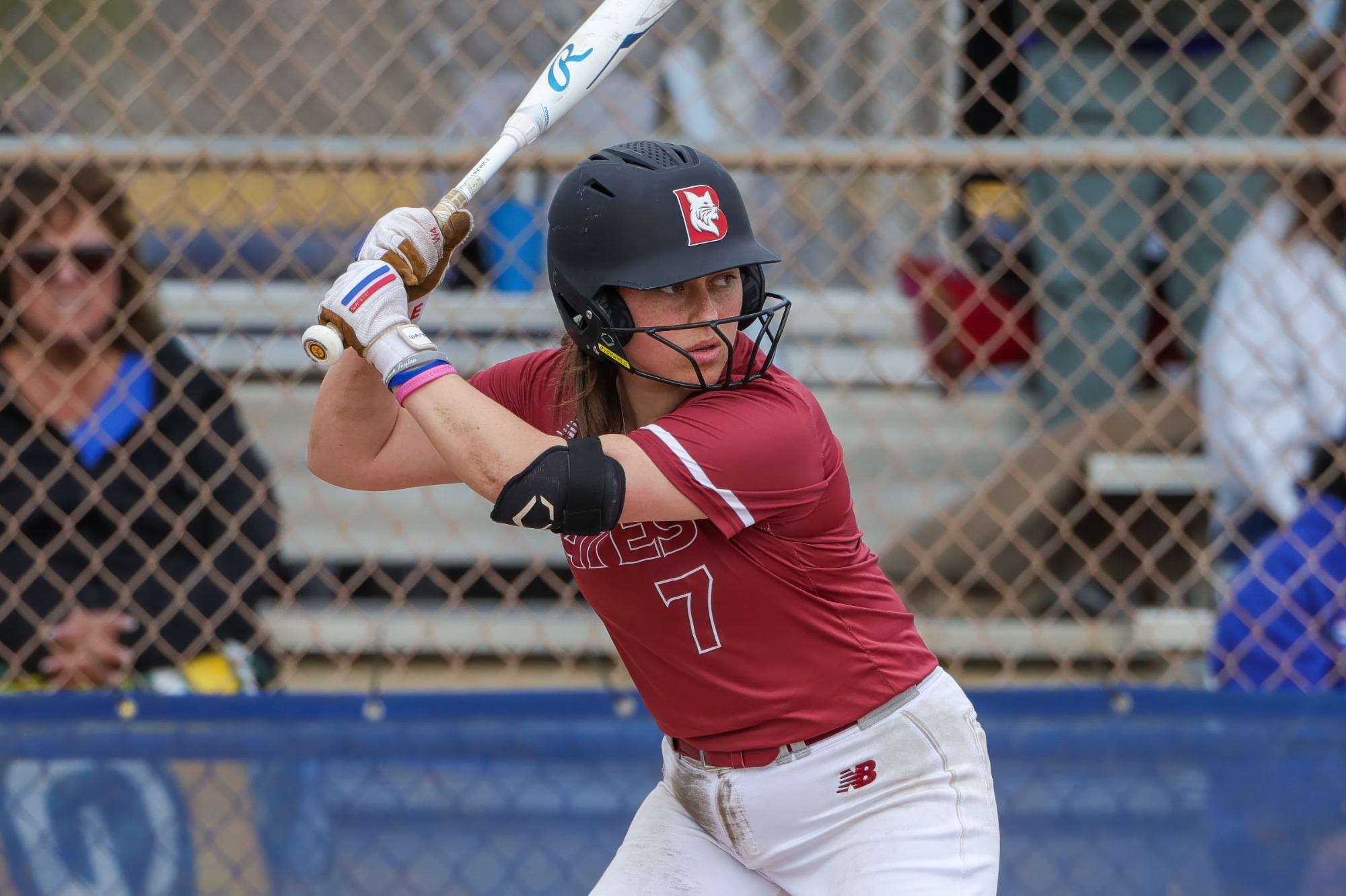 Mar 19, 2026; Kissimmee, FL, USA; Bates softball during a game against University of Wisconsin at Fortune Road Athletic Complex. Mandatory Credit: Mike Watters